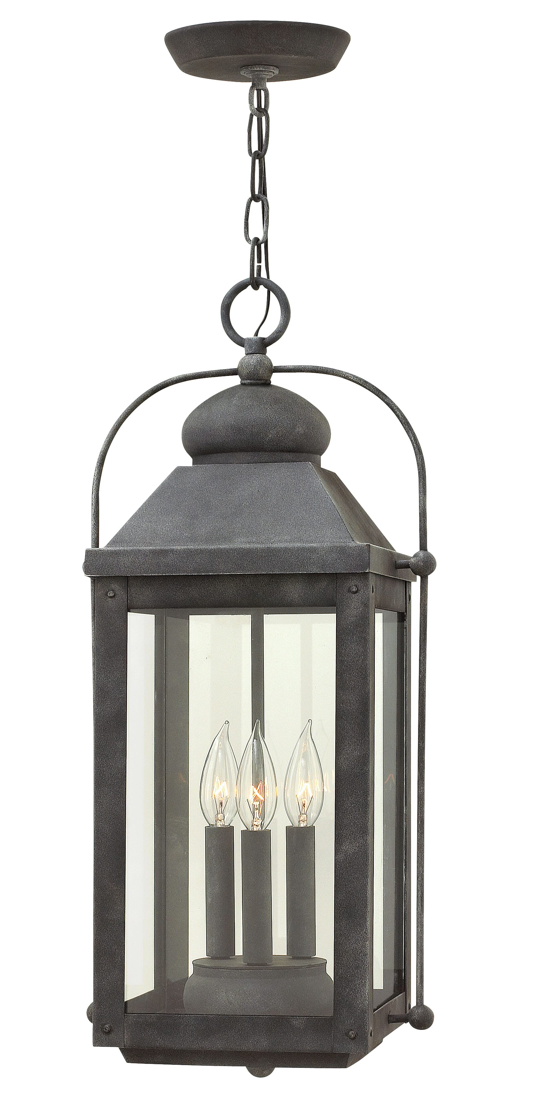 Hinkley Anchorage 3-Light Outdoor Hanging Light in Aged Zinc