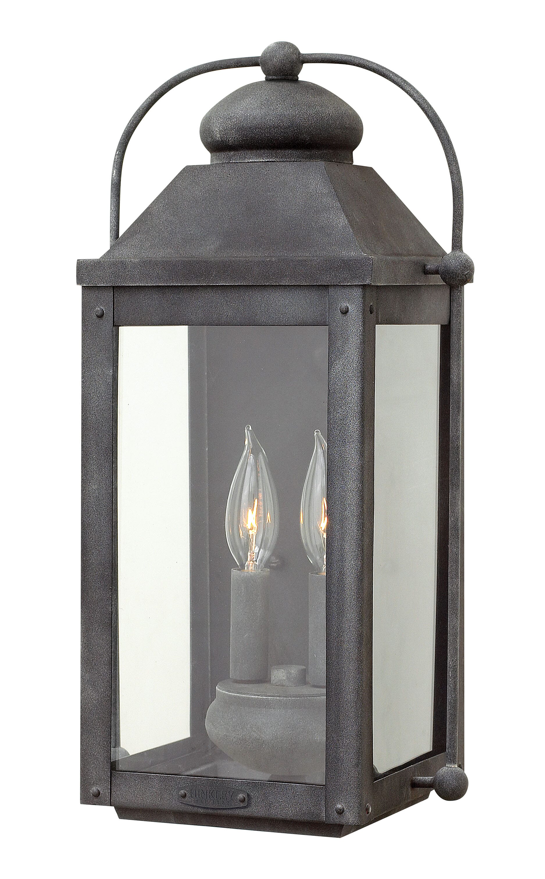 Hinkley Anchorage 2-Light Outdoor Medium Wall Mount in Aged Zinc