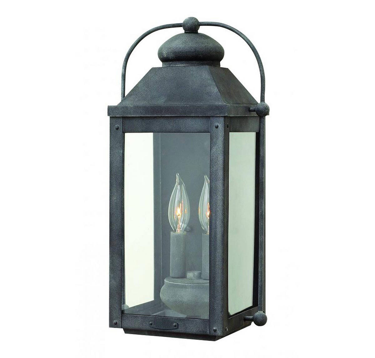 Hinkley Anchorage 2-Light Outdoor Medium Wall Sconce in Aged Zinc