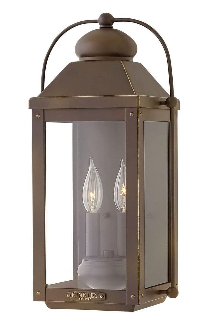 Hinkley Anchorage 2-Light Outdoor Medium Wall Sconce in Light Oiled Bronze