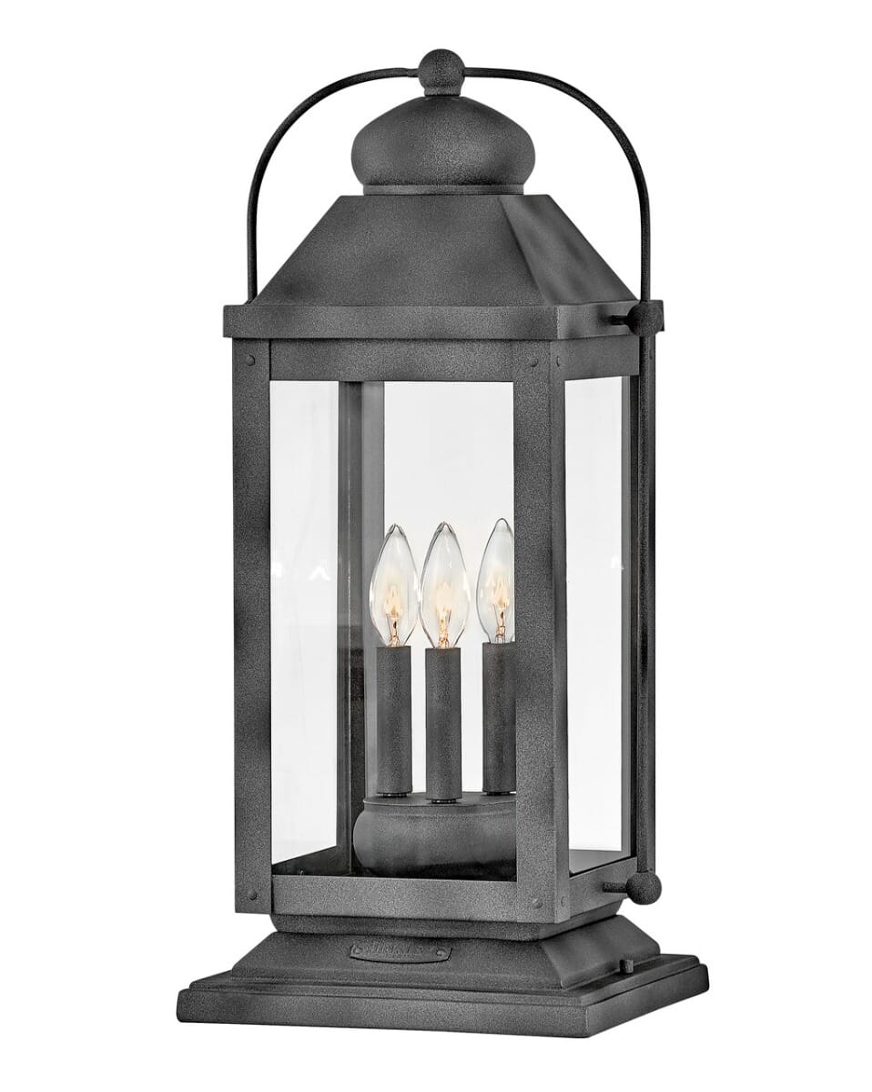 Hinkley Anchorage Large LED Pier Mount Lantern in Aged Zinc