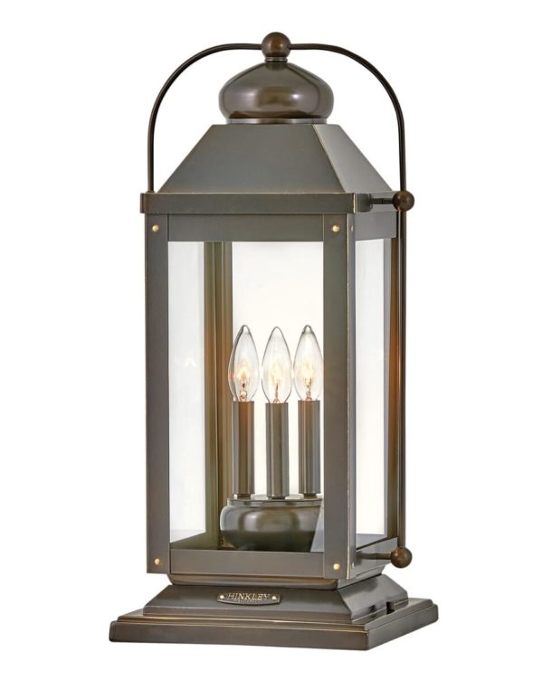 Hinkley Anchorage Large LED Pier Mount Lantern in Light Oiled Bronze