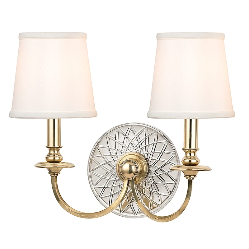 Hudson Valley Yates 2-Light 14" Wall Sconce in Aged Brass