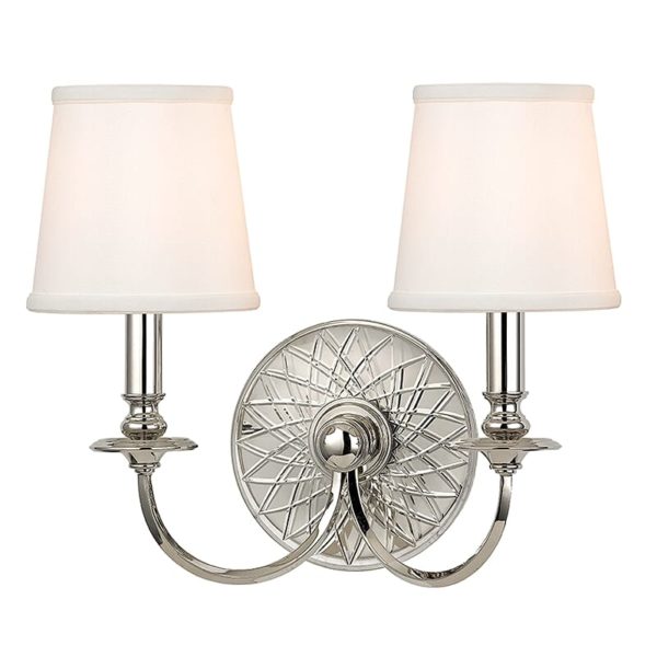 Hudson Valley Yates 2-Light 14" Wall Sconce in Polished Nickel