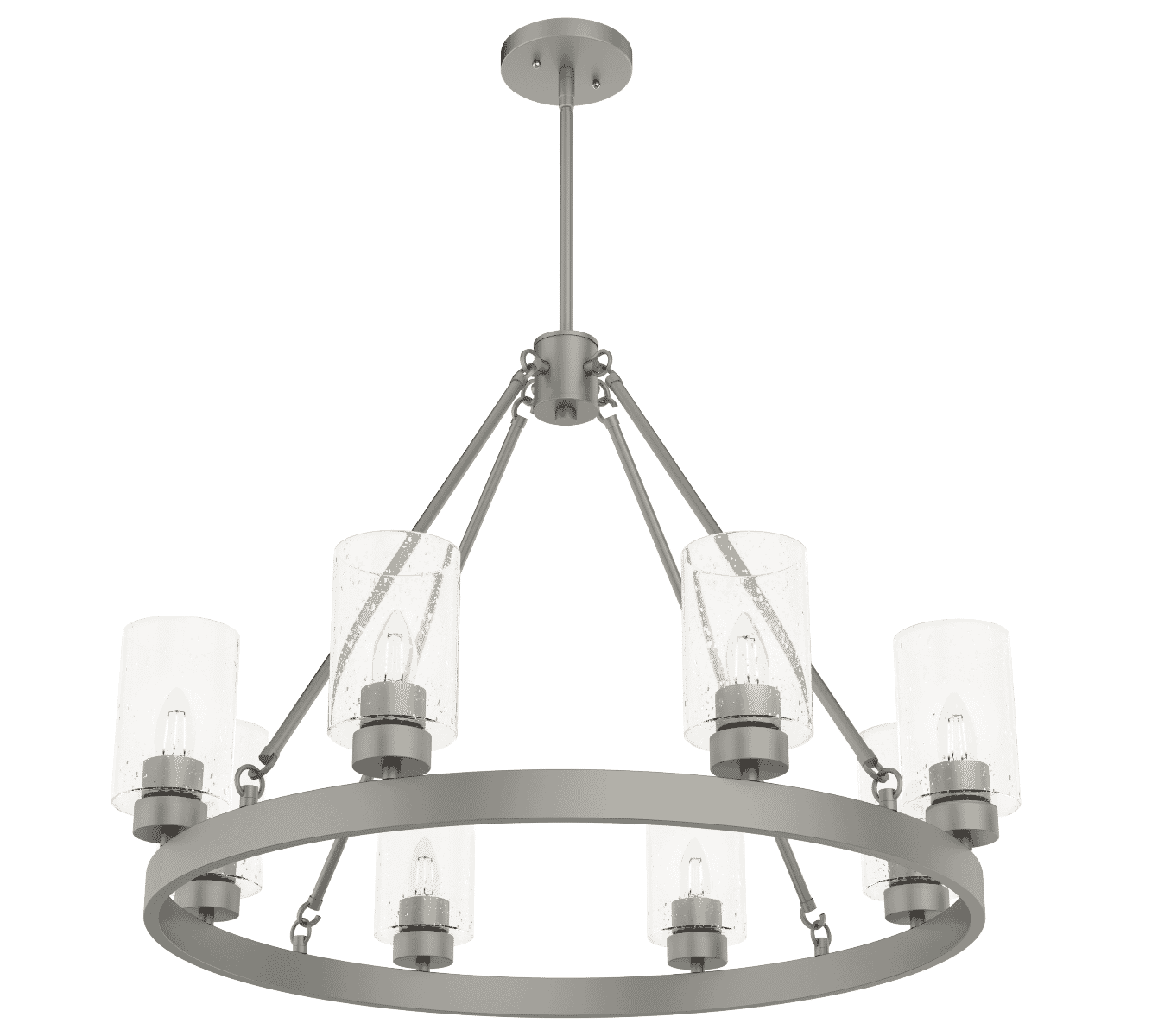 Hunter Hartland 8-Light Chandelier in Matte Silver