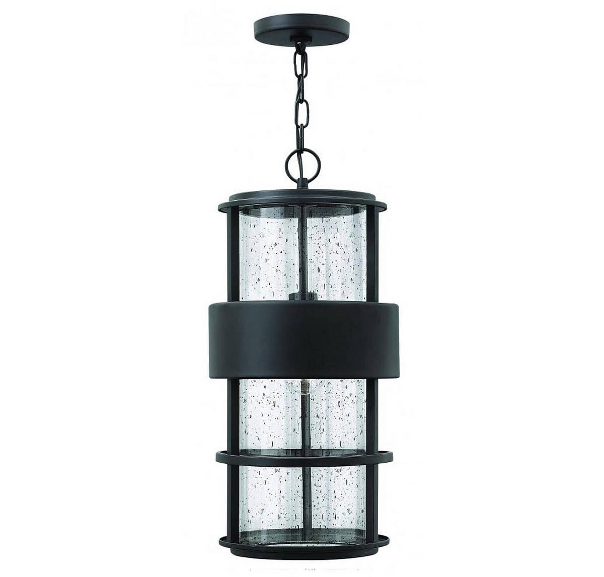 Hinkley Saturn 1-Light Outdoor Hanging Light in Satin Black