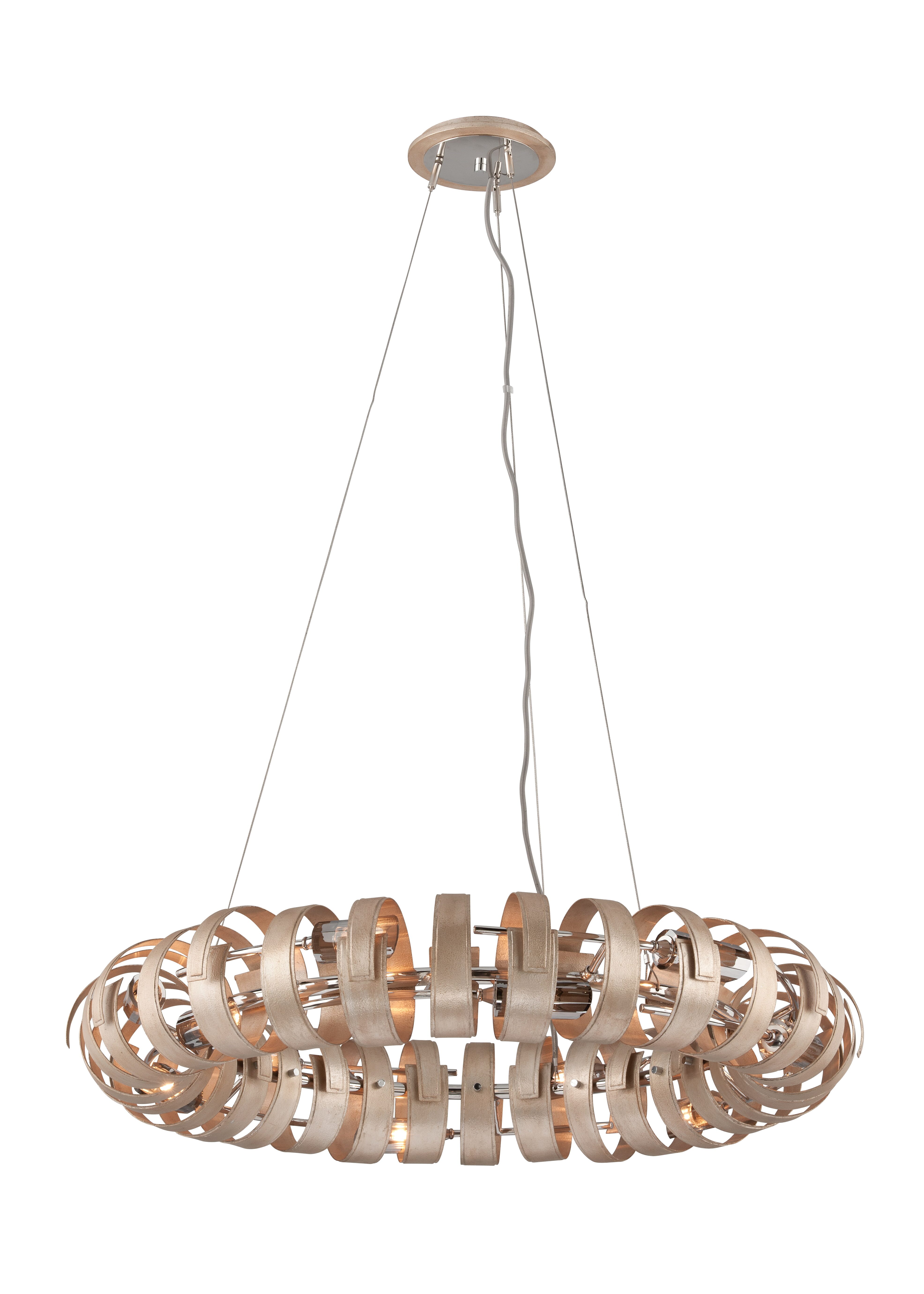 Corbett Recoil 12-Light 20" Pendant Light in Textured Antique Silver Leaf