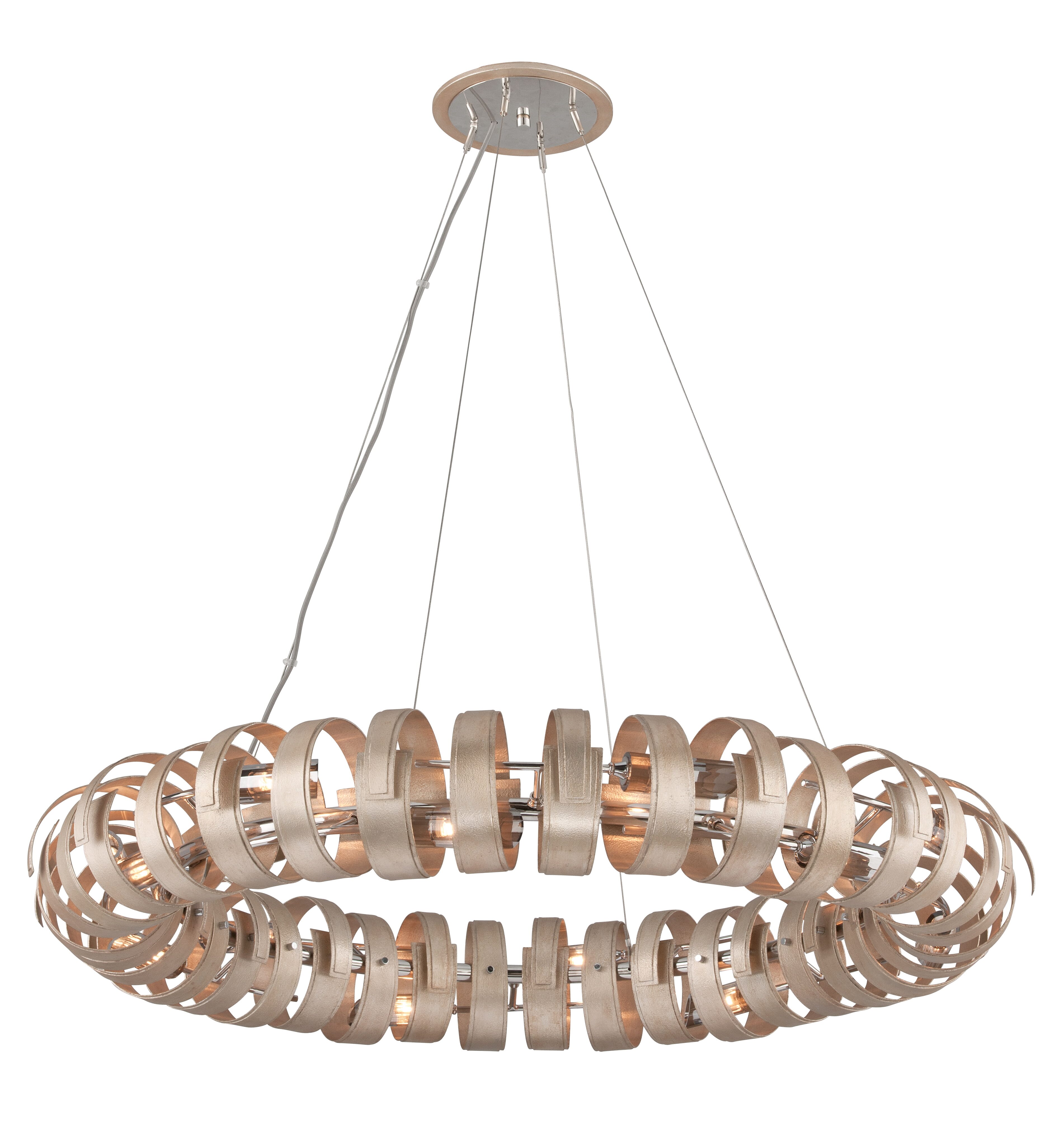 Corbett Recoil 14-Light 26" Pendant Light in Textured Antique Silver Leaf