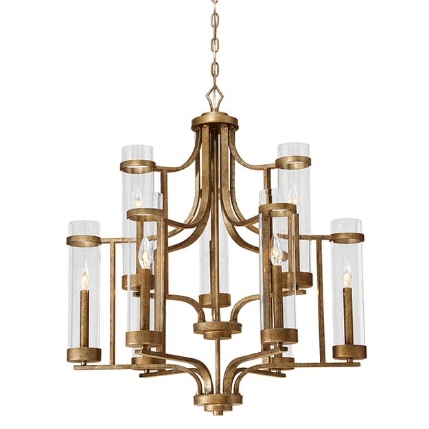 Millennium Lighting Milan 9-Light Chandelier in Vintage Gold