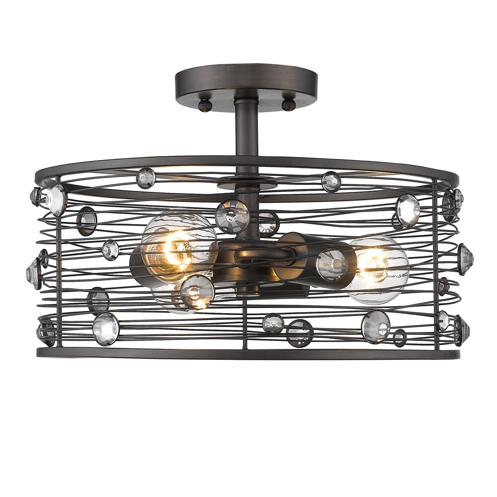 Golden Bijoux 3-Light 14" Ceiling Light in Brushed Etruscan Bronze