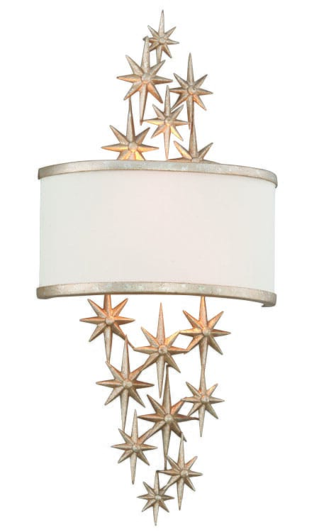 Corbett Superstar 2-Light Wall Sconce in Textured Antique Silver Leaf