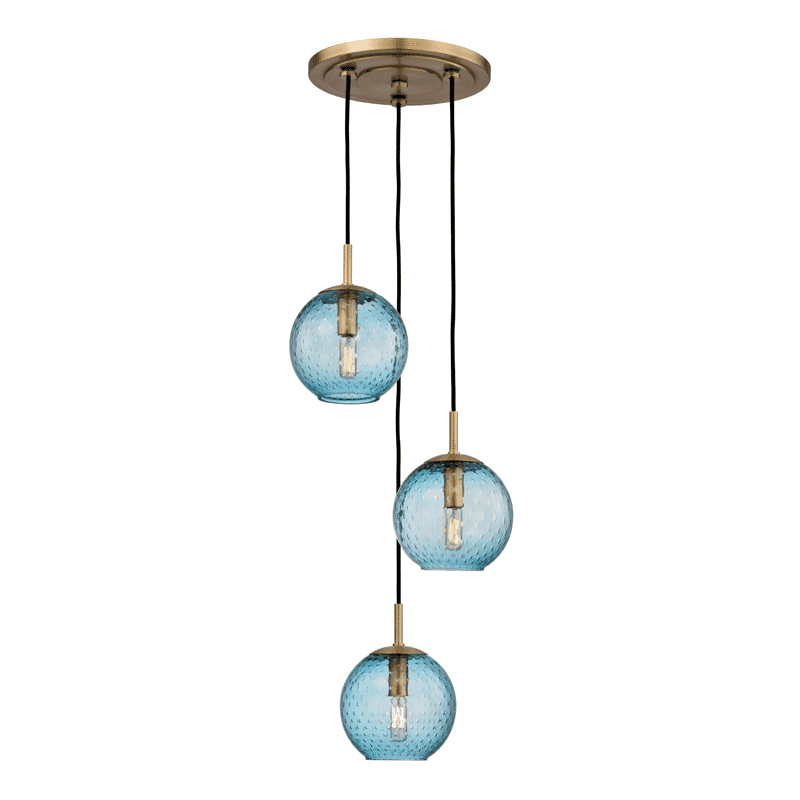Hudson Valley Rousseau 3-Light 8" Pendant Light in Aged Brass