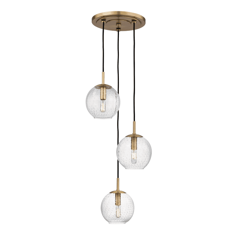 Hudson Valley Rousseau 3-Light 8" Pendant Light in Aged Brass