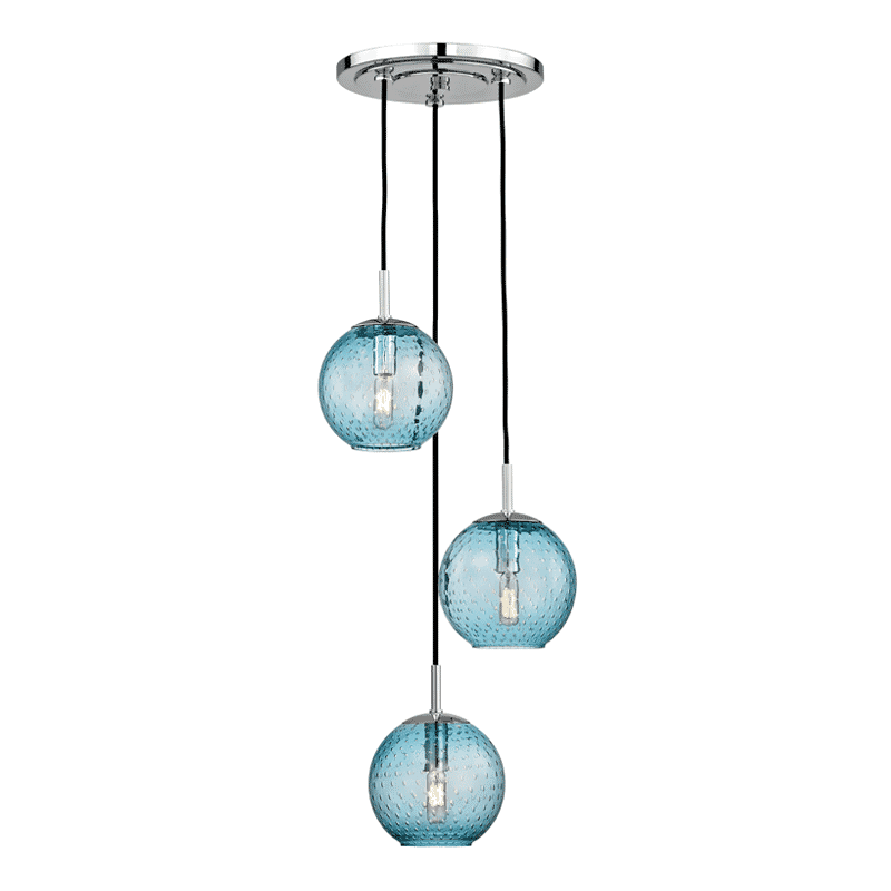 Hudson Valley Rousseau 3-Light 8" Pendant Light in Polished Chrome