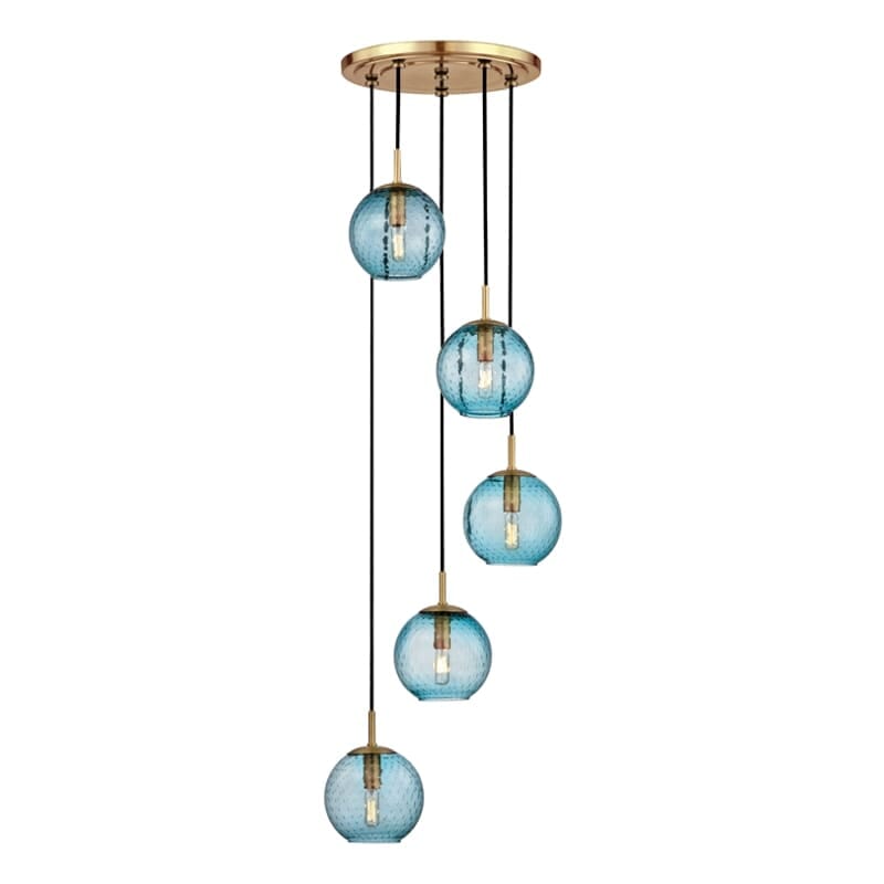 Hudson Valley Rousseau 5-Light 8" Pendant Light in Aged Brass