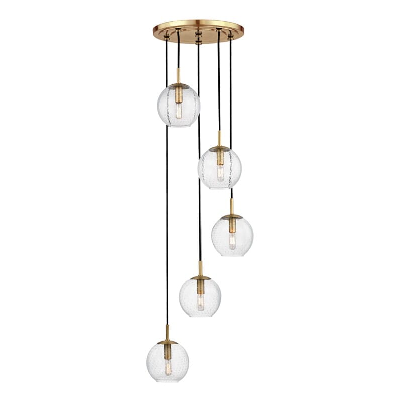 Hudson Valley Rousseau 5-Light 8" Pendant Light in Aged Brass