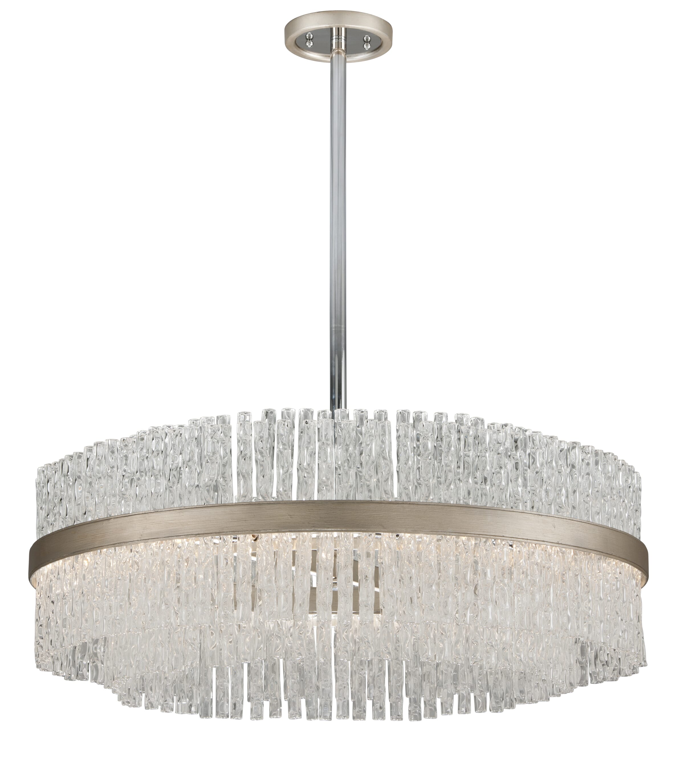 Corbett Chime 12-Light Pendant Light in Silver Leaf Polished Stainless