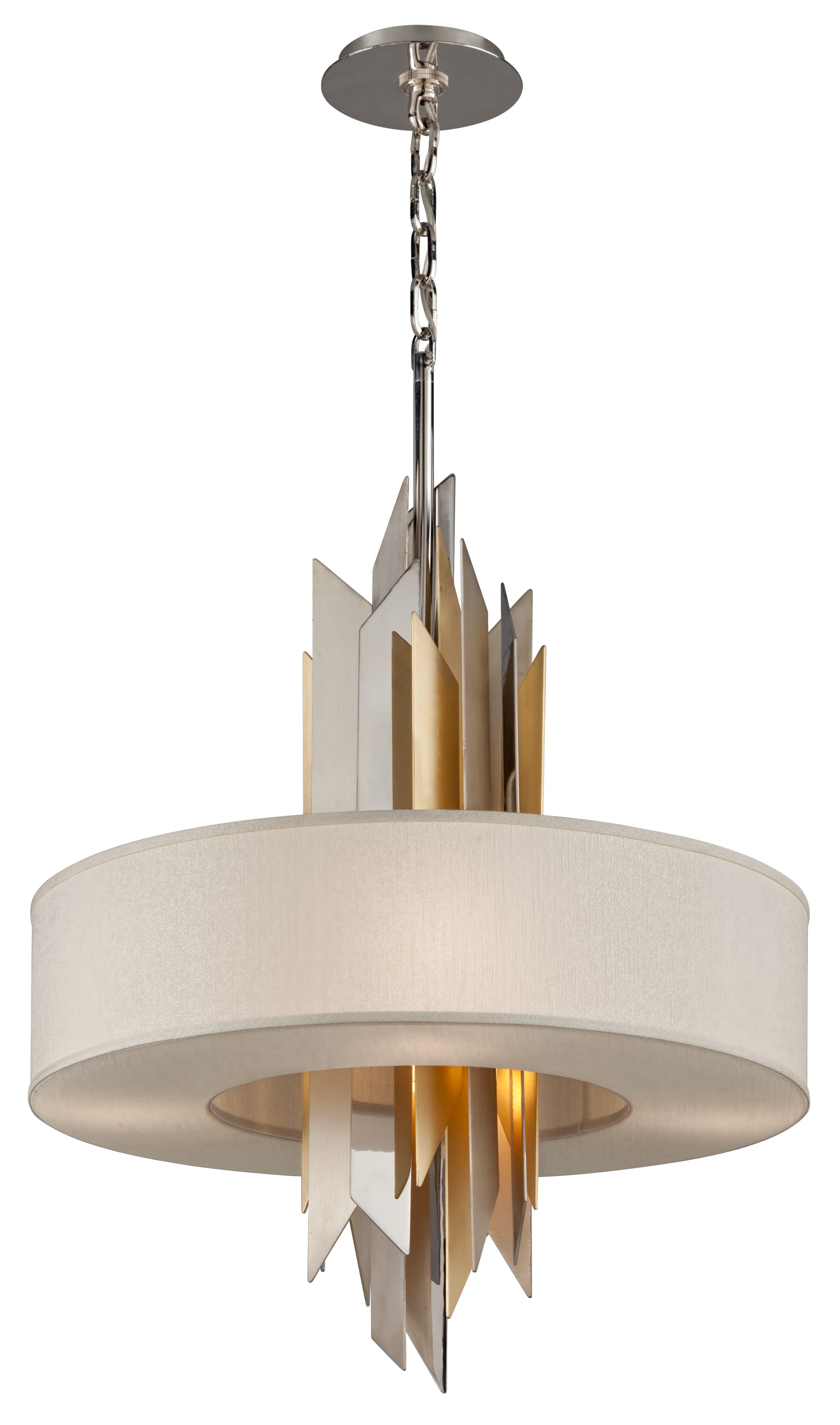 Corbett Modernist 6-Light Pendant Light in Pol Ss With Silverandgold Leaf