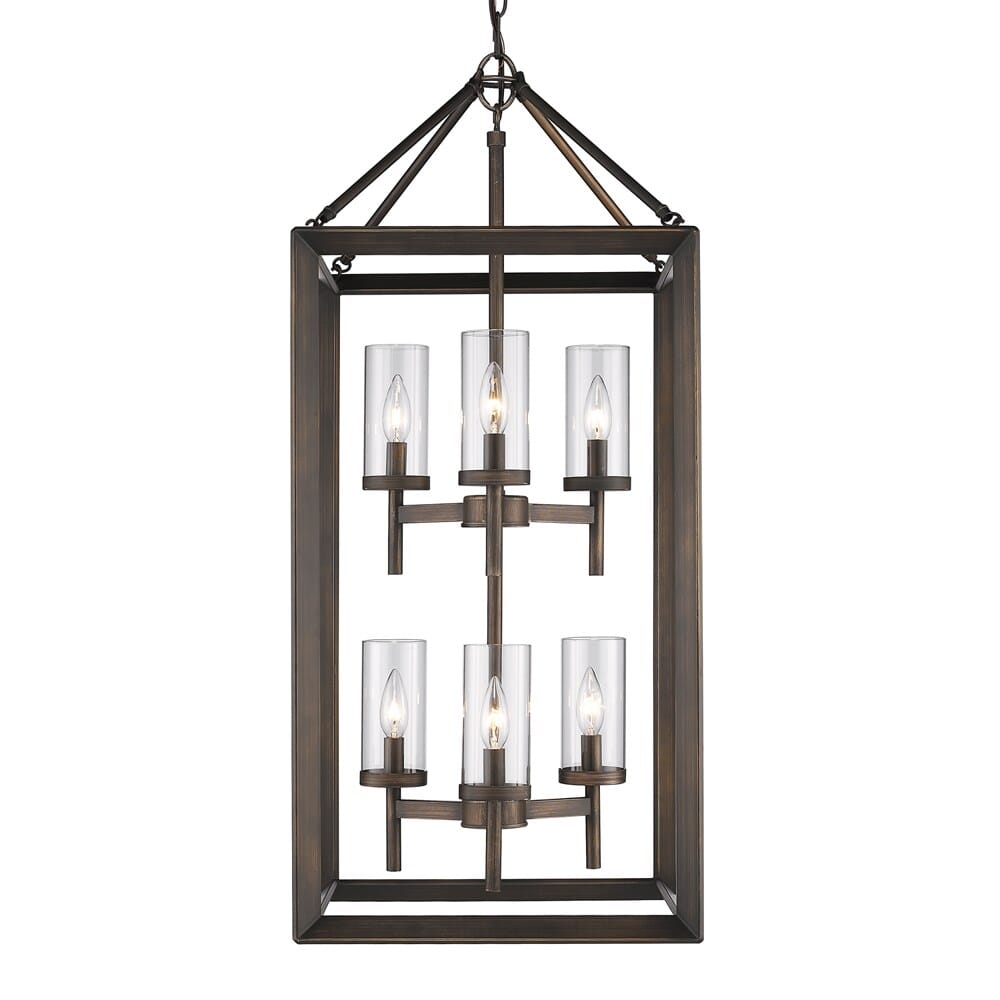 Golden Smyth 6-Light Foyer Light in Gunmetal Bronze