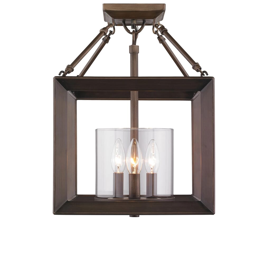 Golden Smyth 3-Light 12" Ceiling Light in Gunmetal Bronze