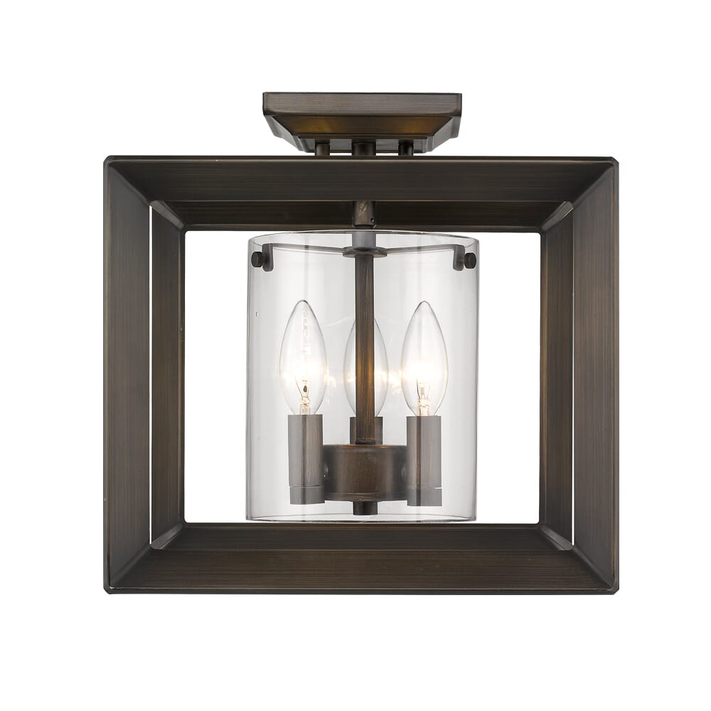 Golden Smyth 3-Light 12" Ceiling Light in Gunmetal Bronze