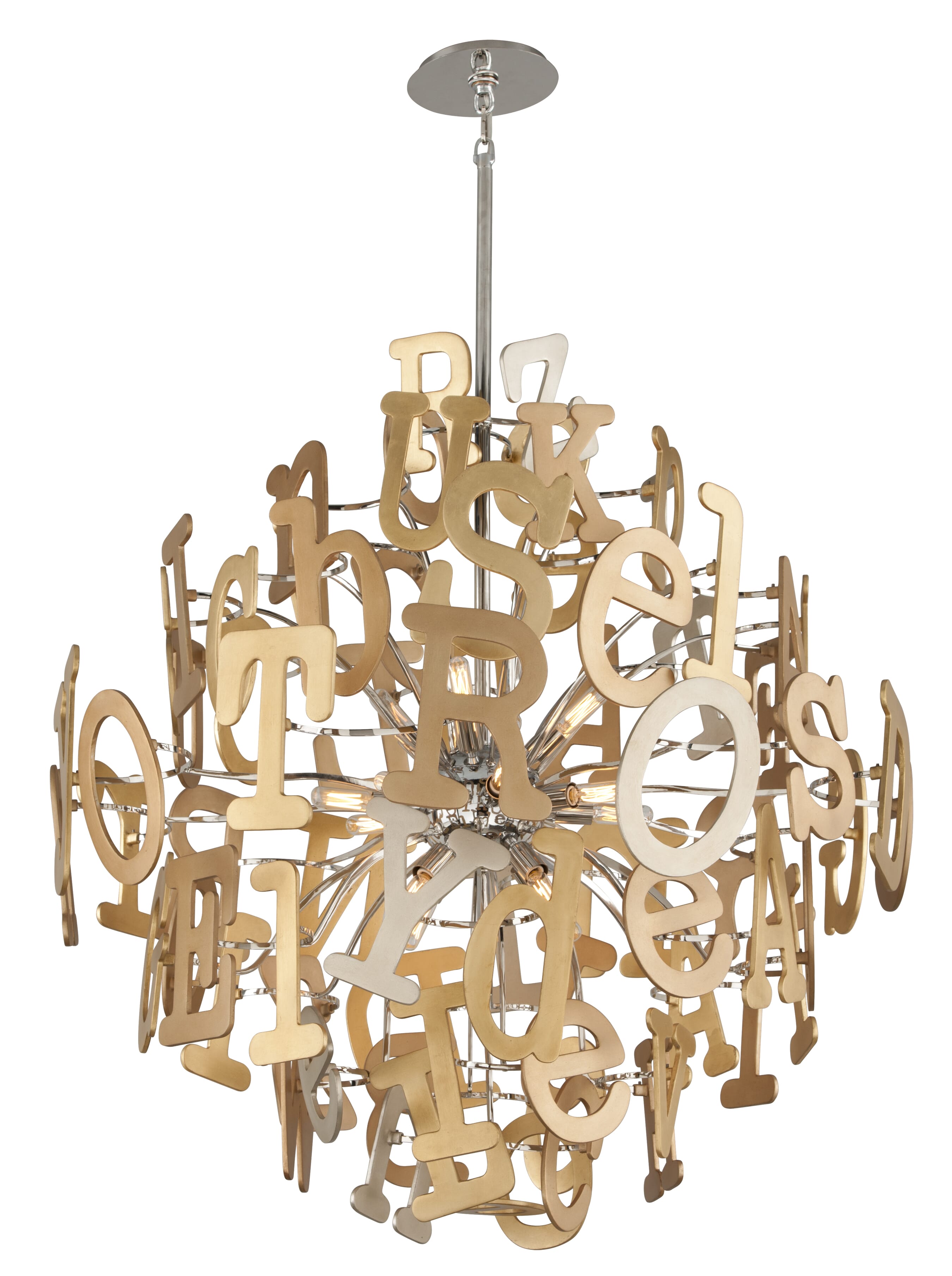 Corbett Media 16-Light Pendant Light in Multi-Leaf With Stainless