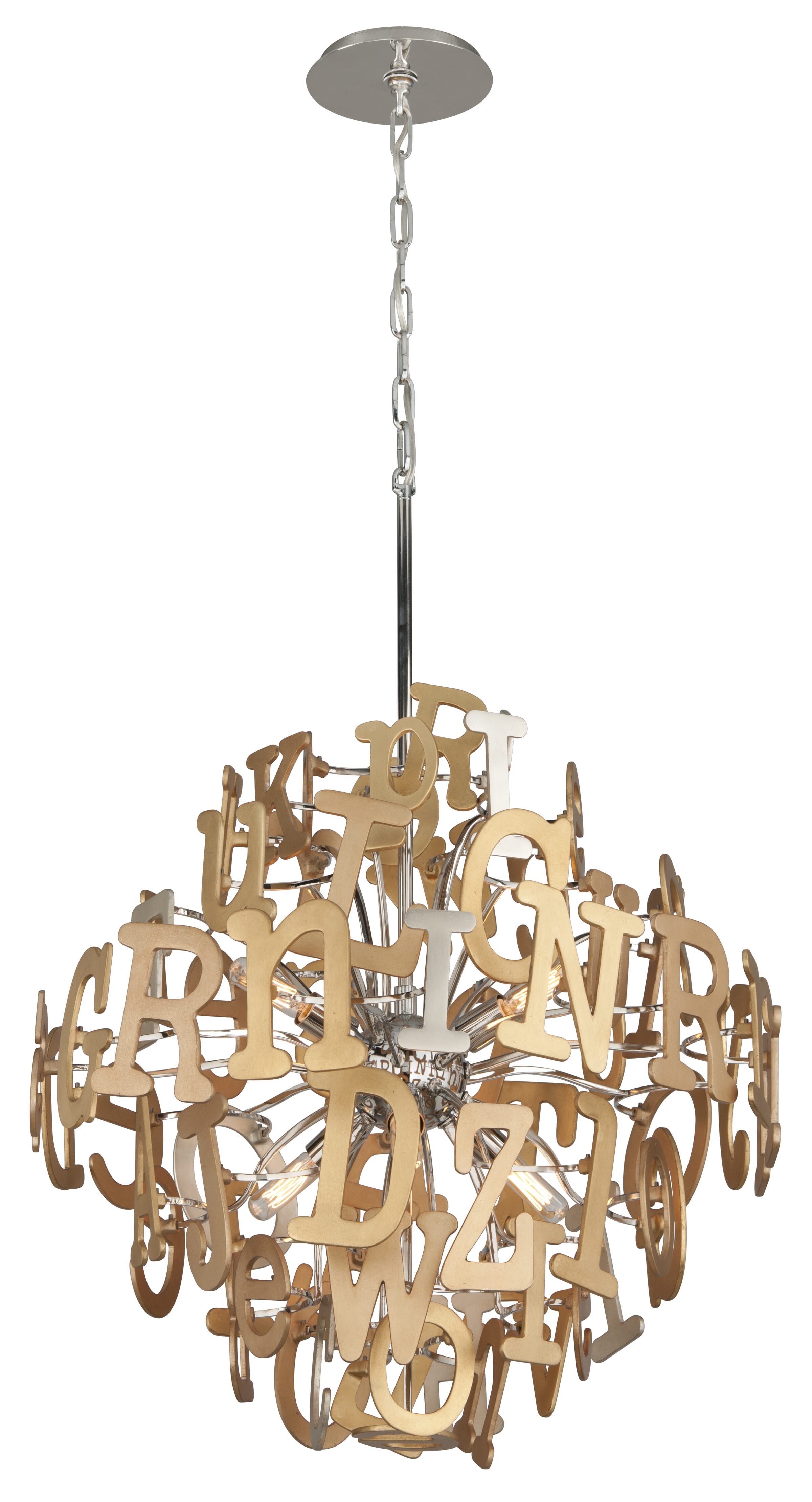 Corbett Media 6-Light Pendant Light in Multi-Leaf With Stainless