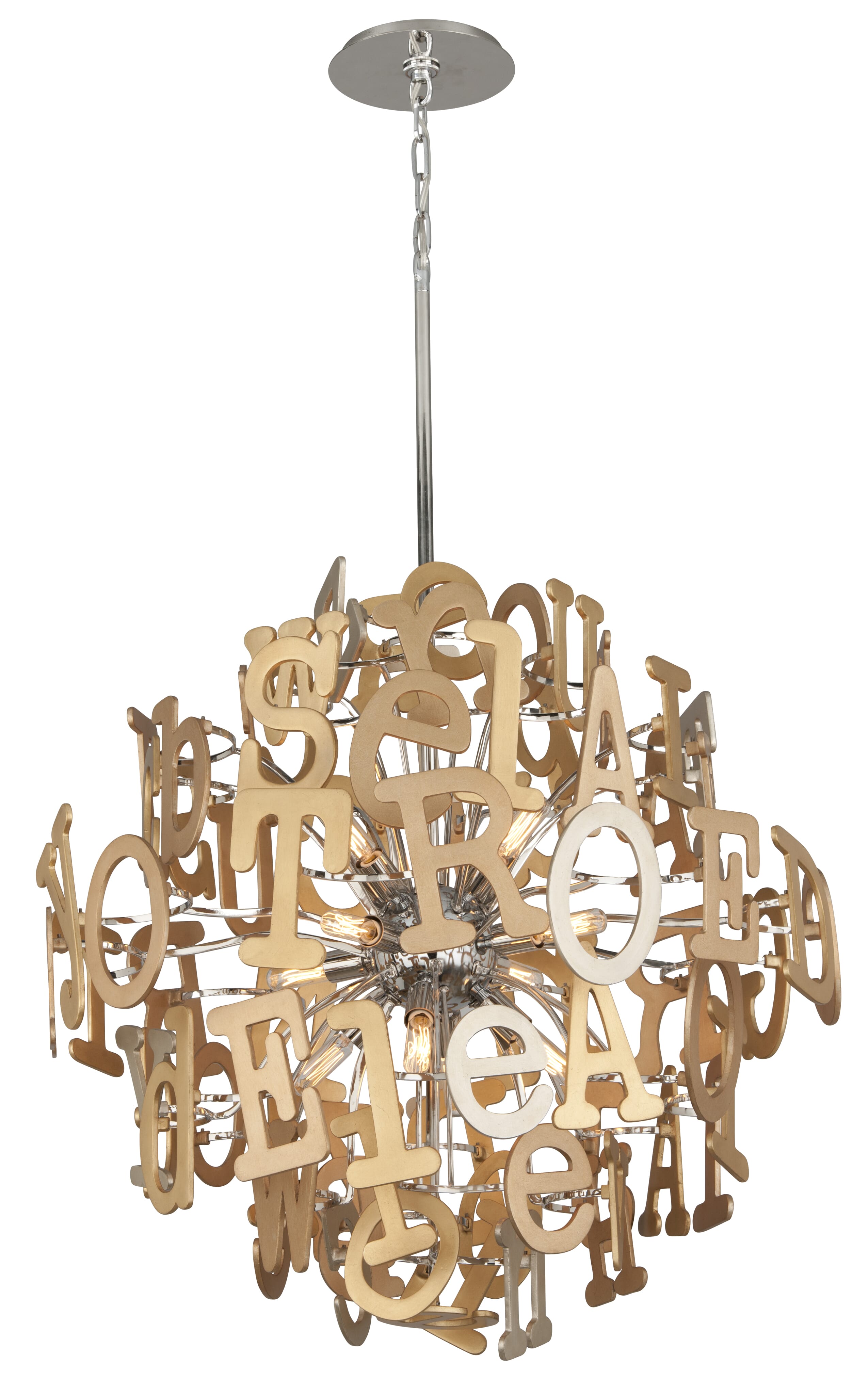 Corbett Media 12-Light Pendant Light in Multi-Leaf With Stainless