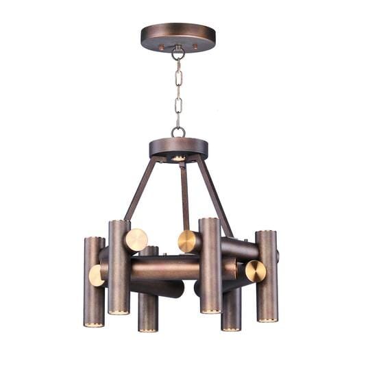 Maxim Lighting Tubular LED 7-Light Chandelier in Bronze Fusion / Antique Brass