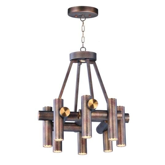 Maxim Lighting Tubular LED 9-Light Chandelier in Bronze Fusion / Antique Brass