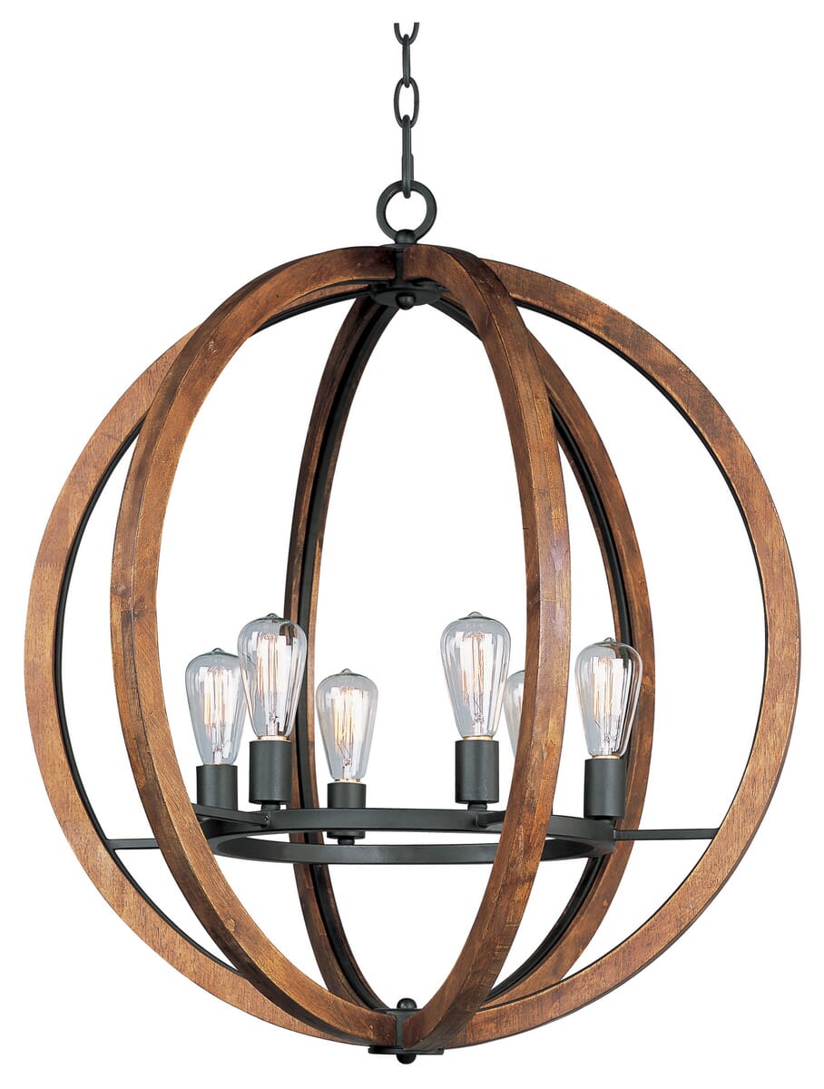 Maxim Lighting Bodega Bay 30" 6-Light Chandelier in Anthracite