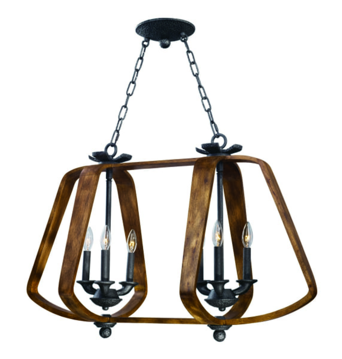 Maxim Lighting Road House 19" 6-Light Linear Pendant in Barn Wood/Iron Ore