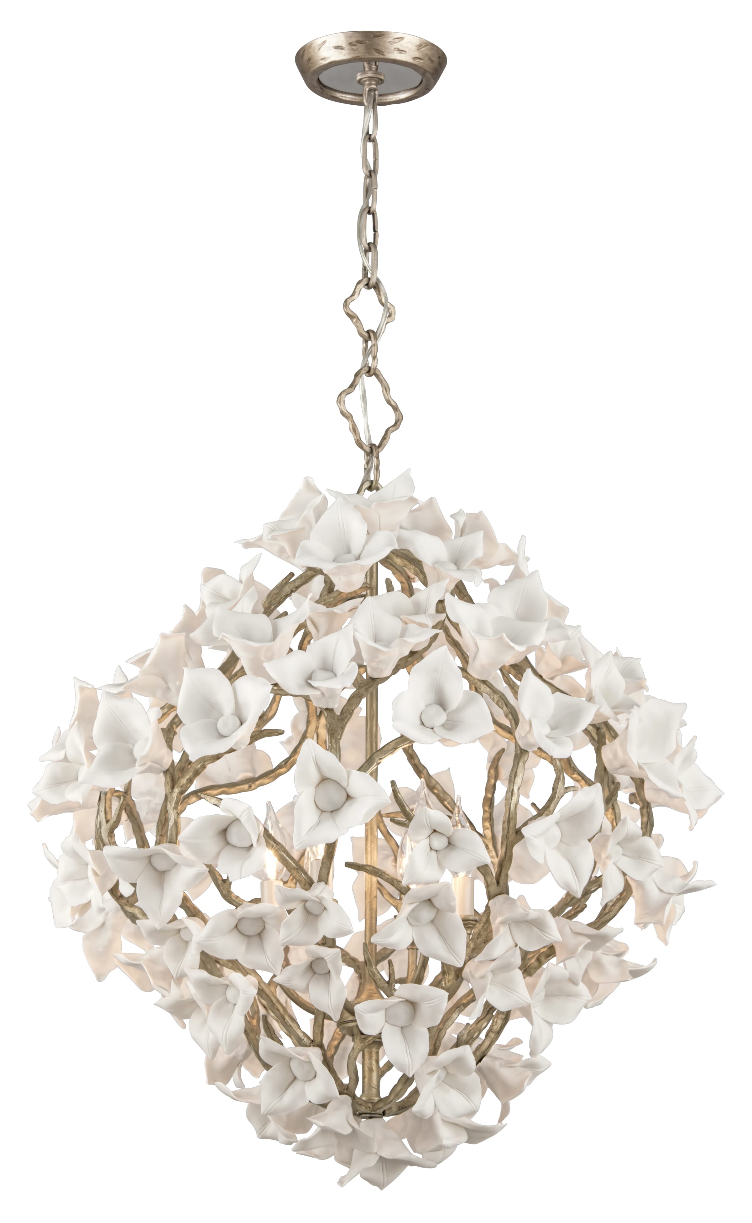 Corbett Lily 6-Light Pendant Light in Enchanted Silver Leaf