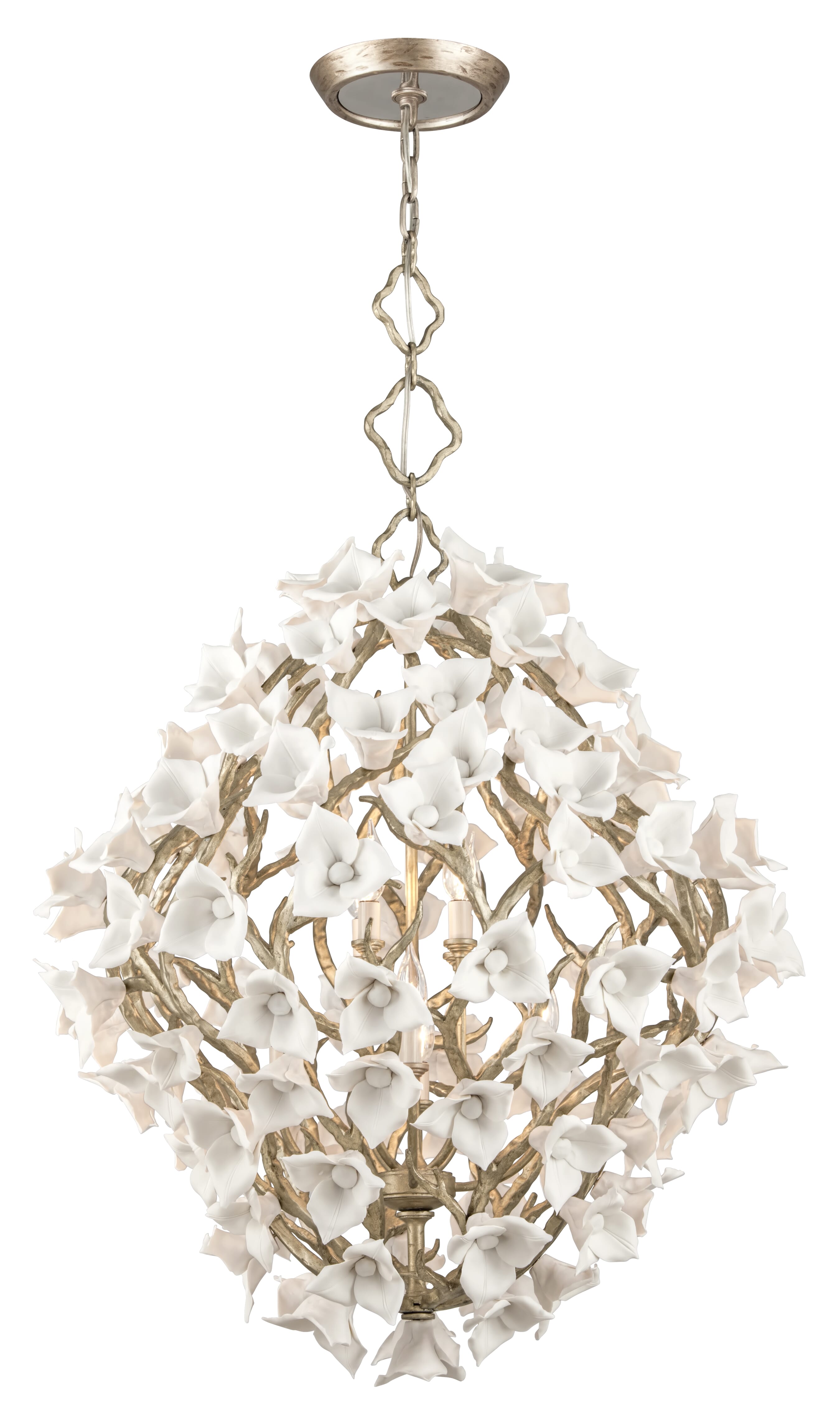 Corbett Lily 8-Light Pendant Light in Enchanted Silver Leaf