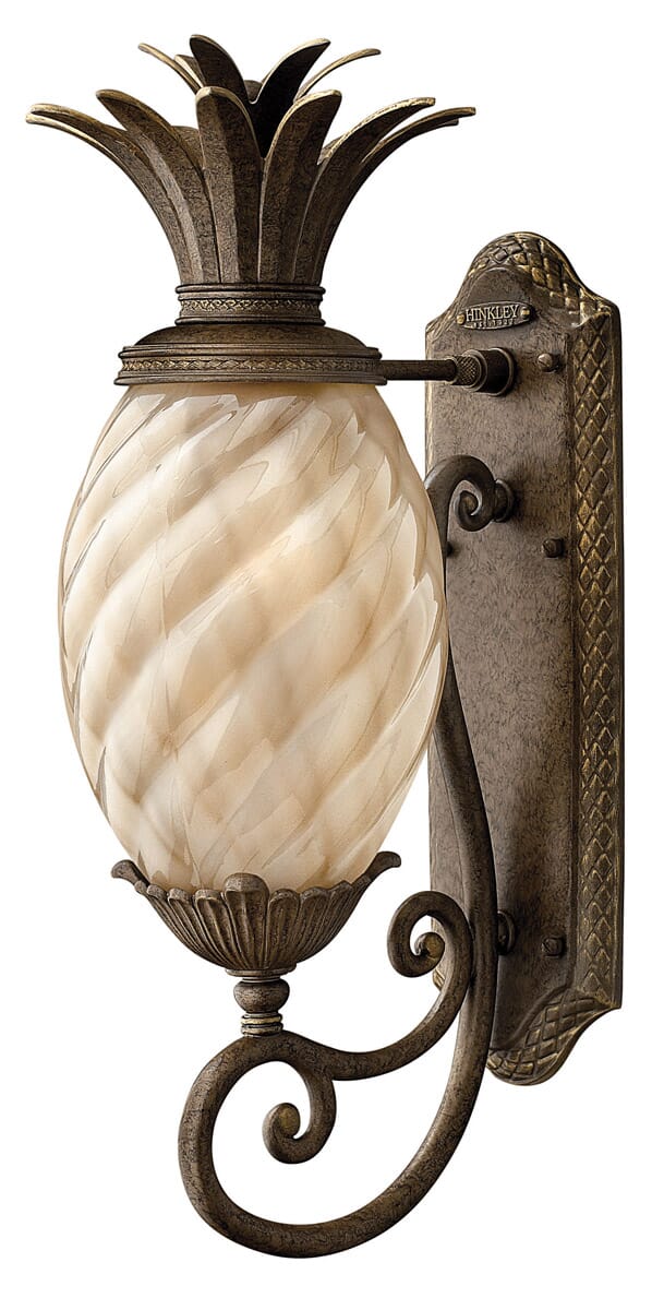 Hinkley Plantation 1-Light Outdoor Small Pineapple Wall Sconce in Pearl Bronze