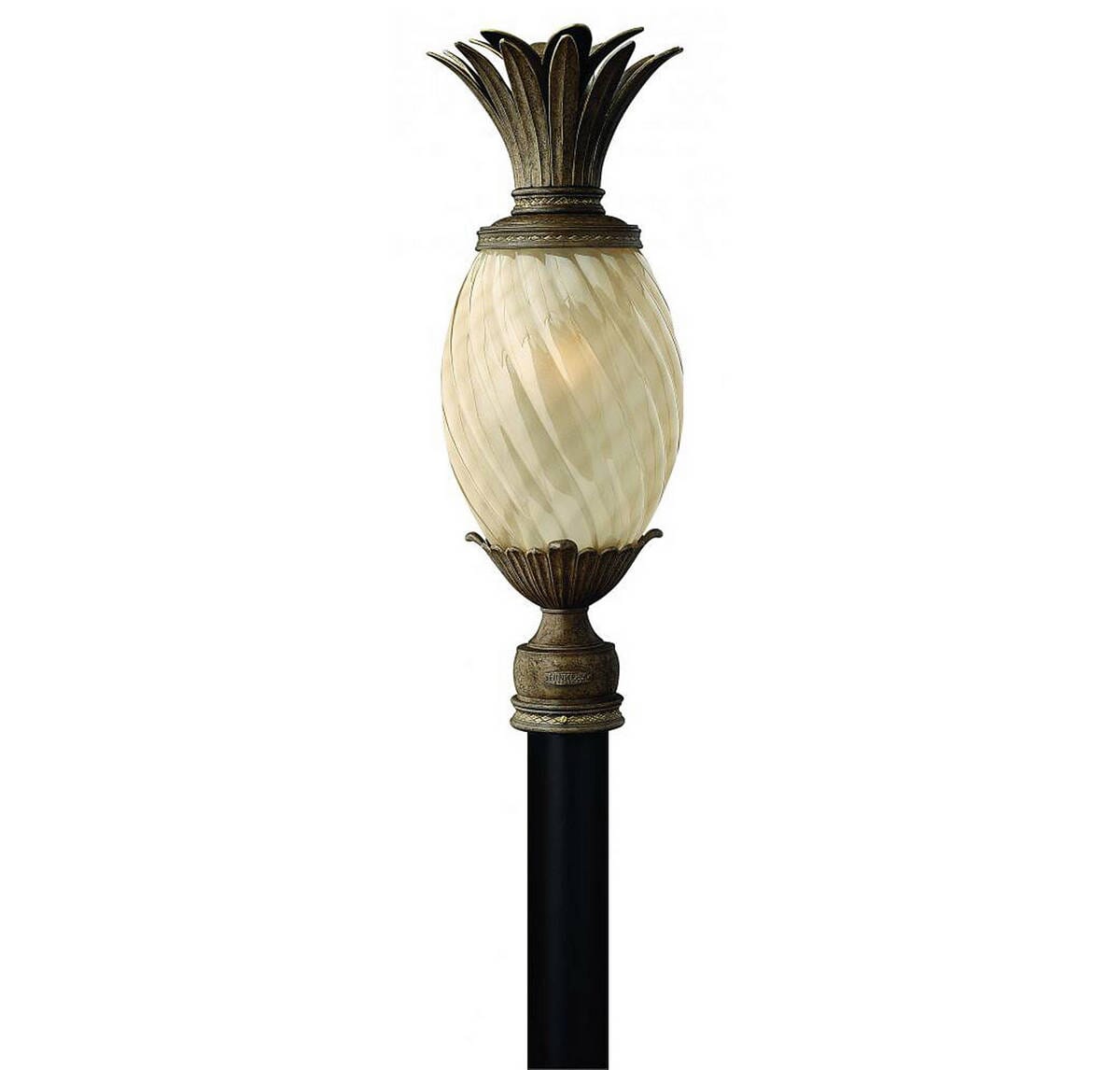 Hinkley Plantation 1-Light LED Outdoor Pineapple Post Light in Pearl Bronze