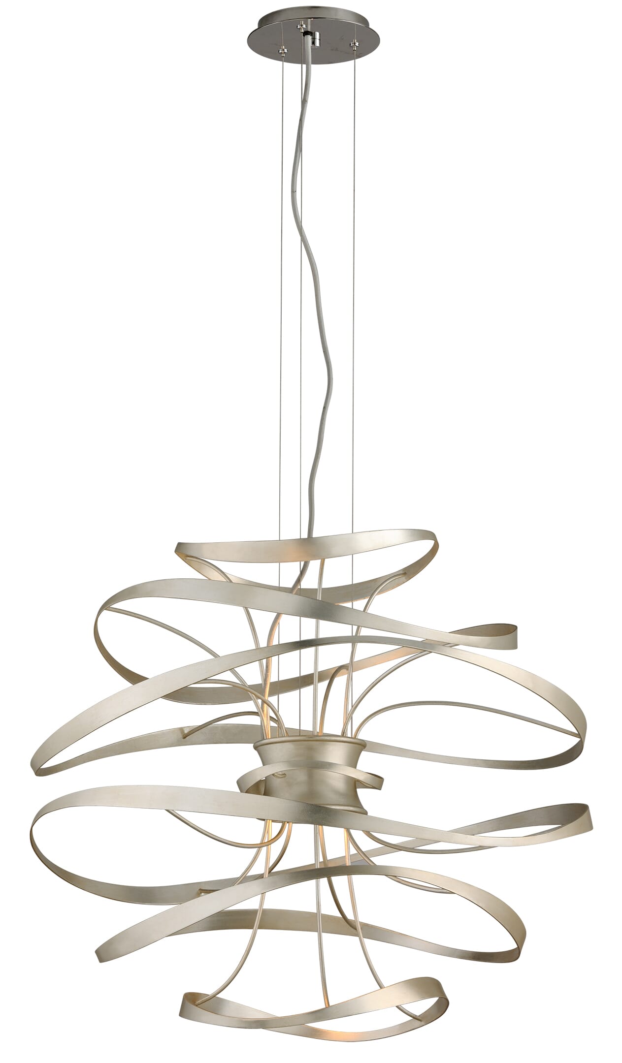 Corbett Calligraphy 2-Light Pendant Light in Silver Leaf Polished Stainless