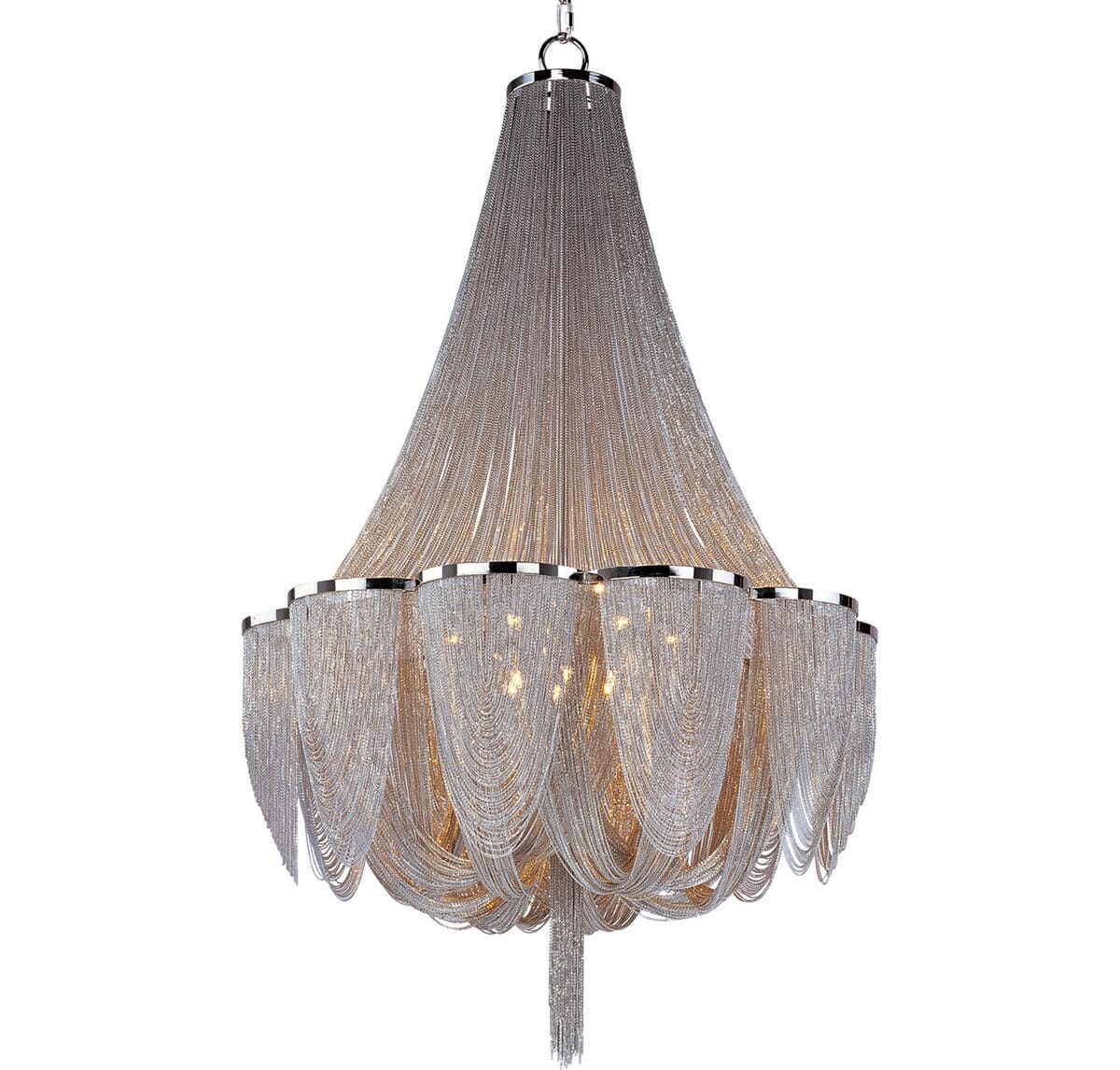 Maxim Chantilly 34" 14-Light Entry Foyer Pendant in Polished Nickel