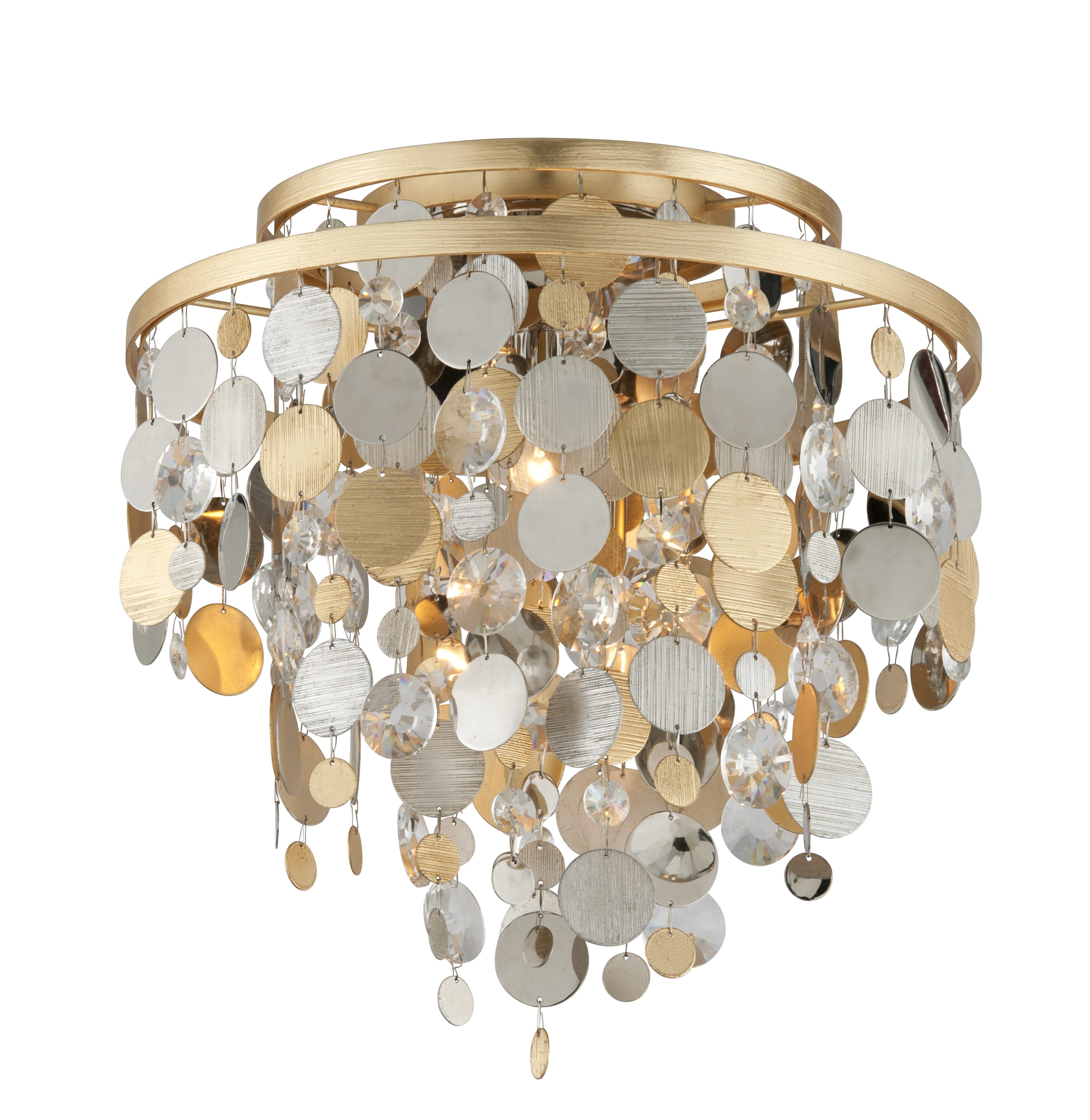 Corbett Ambrosia 3-Light Ceiling Light in Gold Silver Leaf And Stainless