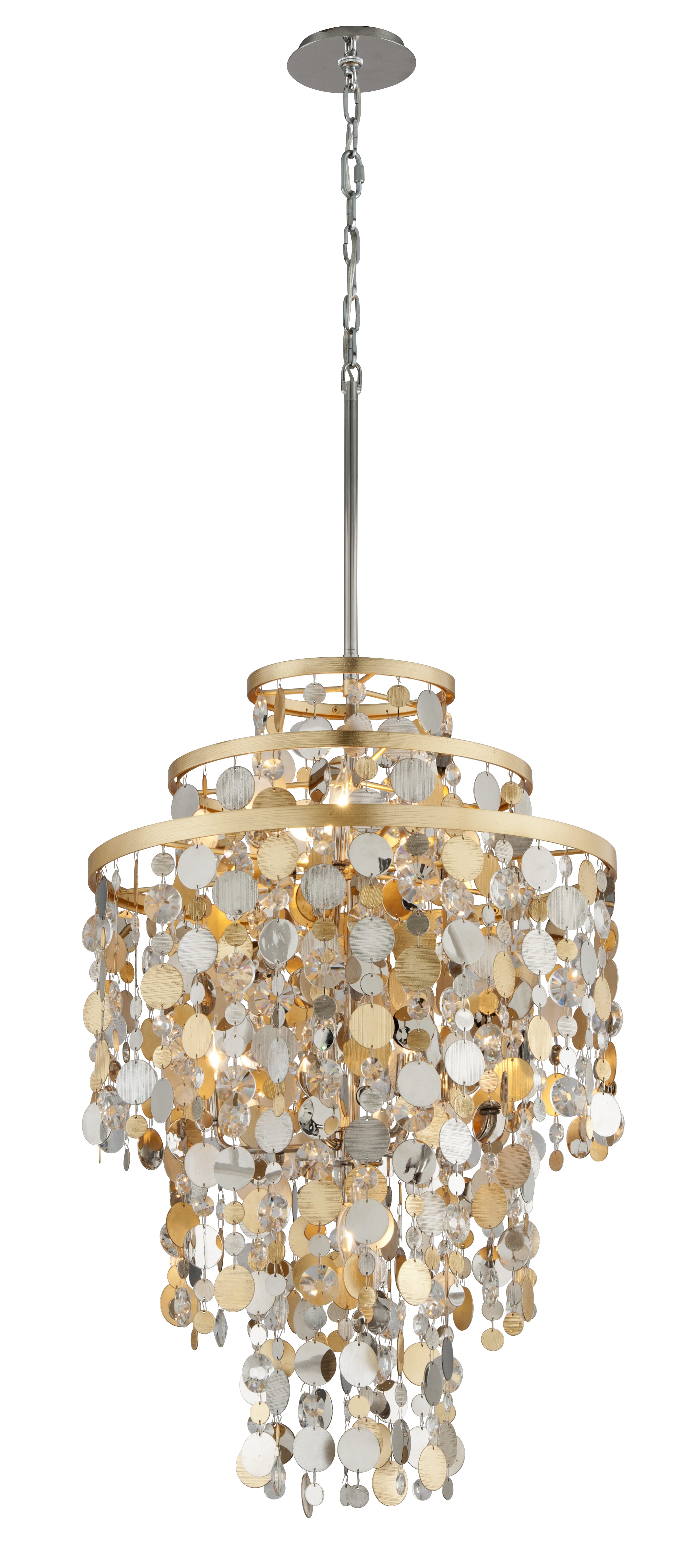 Corbett Ambrosia 7-Light Pendant Light in Gold Silver Leaf And Stainless