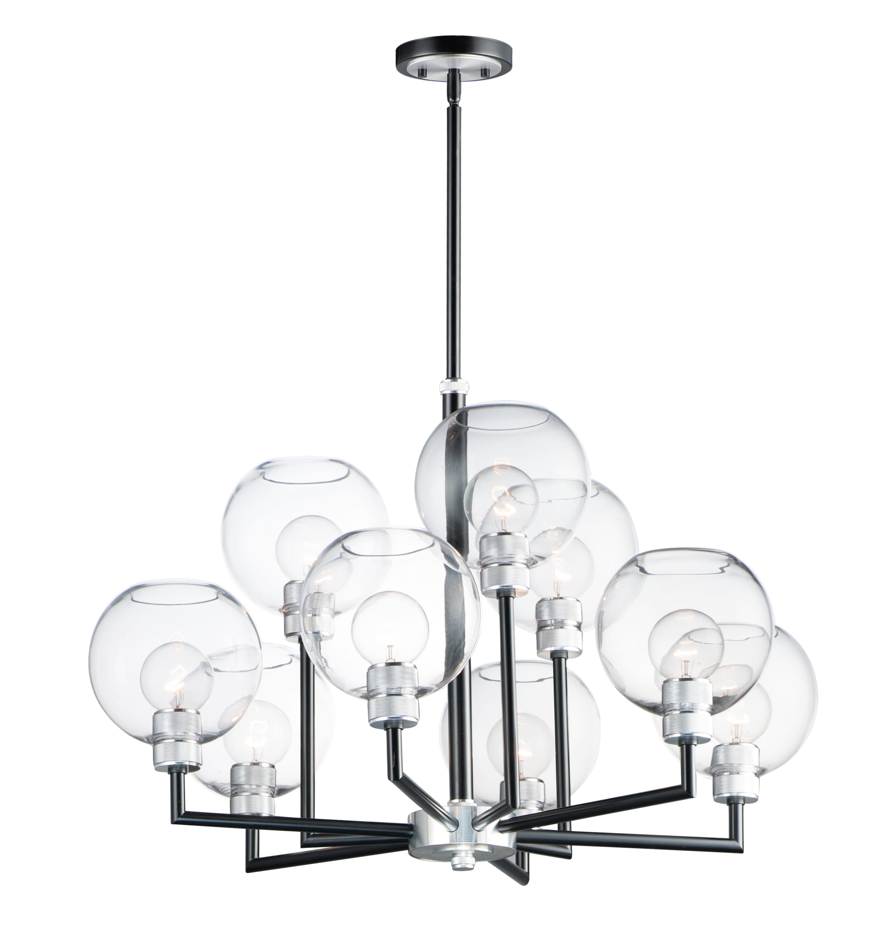 Maxim Lighting Vessel 22" 9-Light Multi-Tier Chandelier in Black/Brushed Aluminum