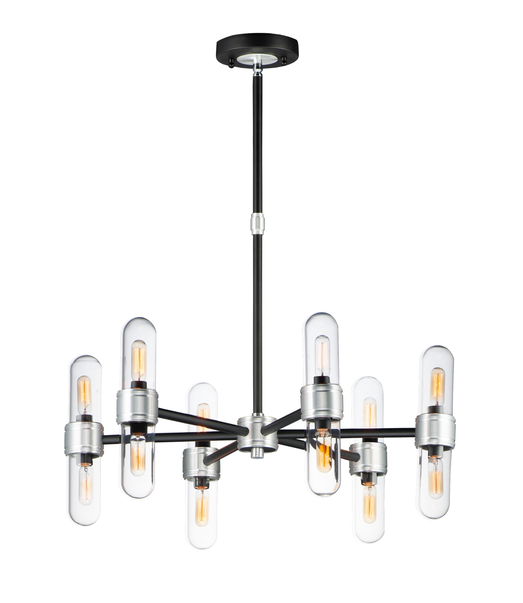 Maxim Lighting Dual 11.75" 12-Light Outdoor Chandelier in Black/Brushed Aluminum