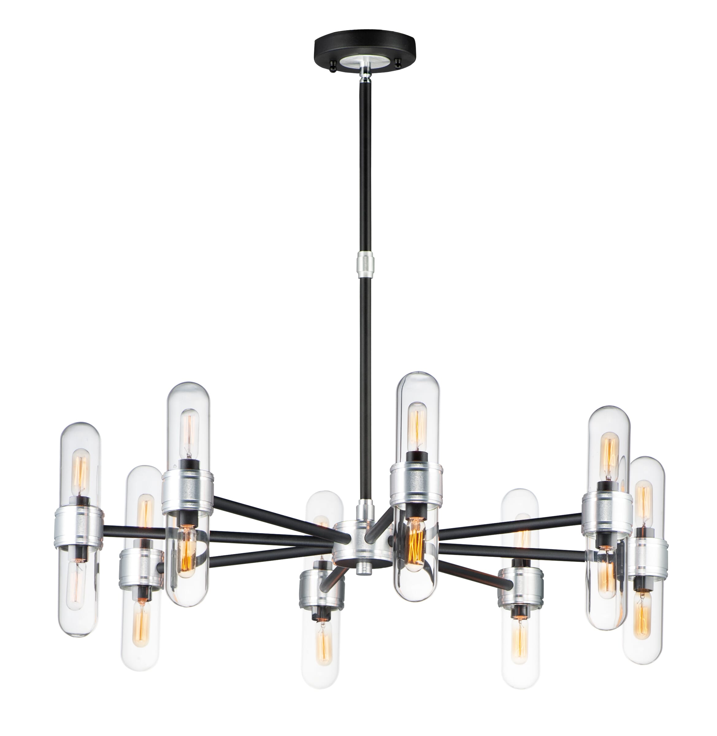 Maxim Lighting Dual 11.75" 16-Light Outdoor Chandelier in Black/Brushed Aluminum