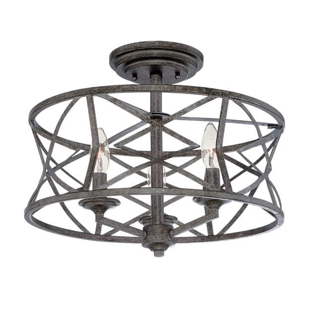 Millennium Lighting Lakewood 3-Light Semi-Flush in Antique Silver