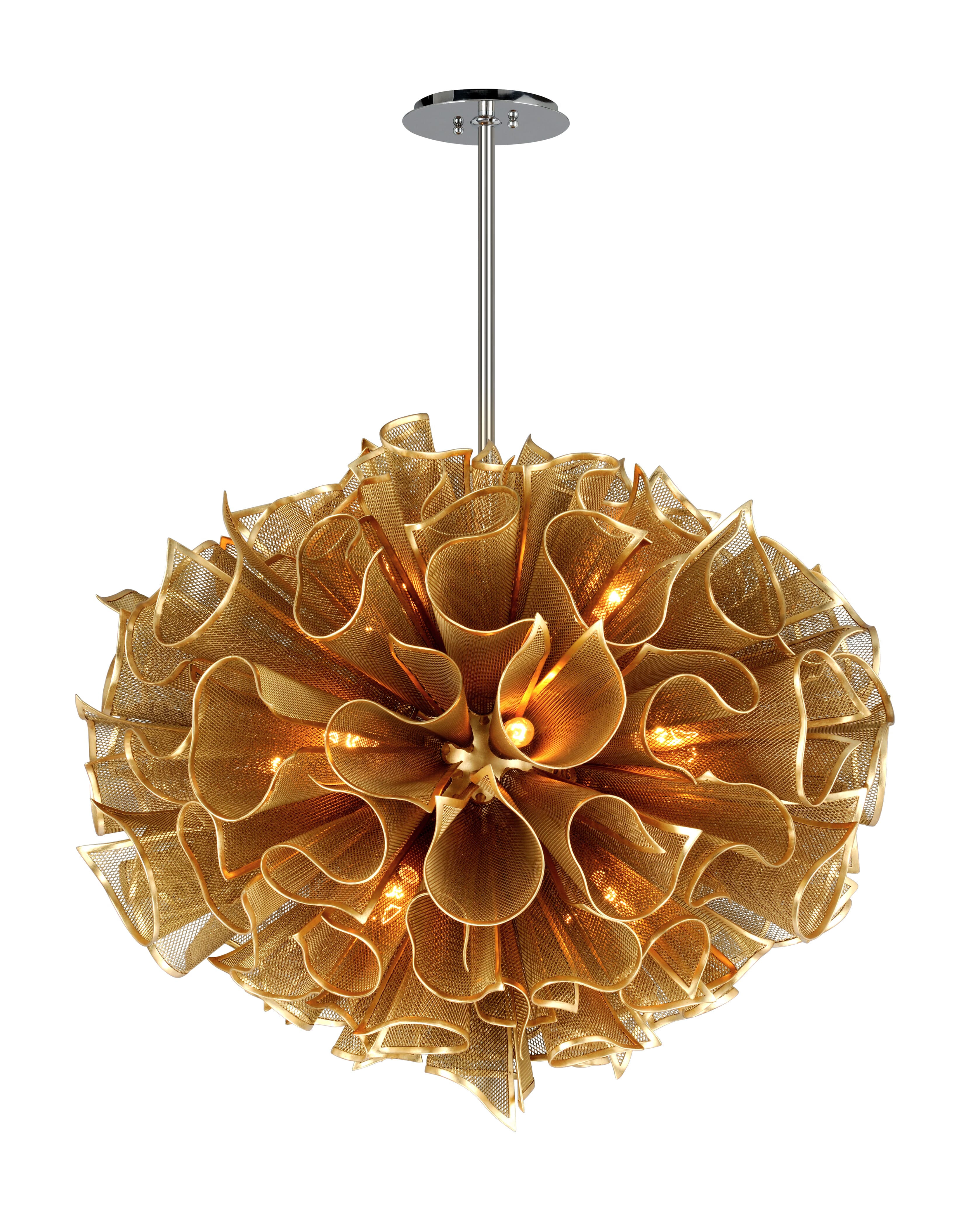 Corbett Pulse 16-Light Pendant Light in Gold Leaf