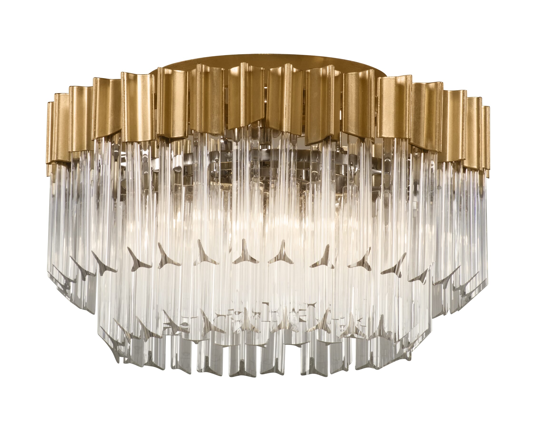 Corbett Charisma 3-Light Ceiling Light in Gold Leaf With Polished Stainless