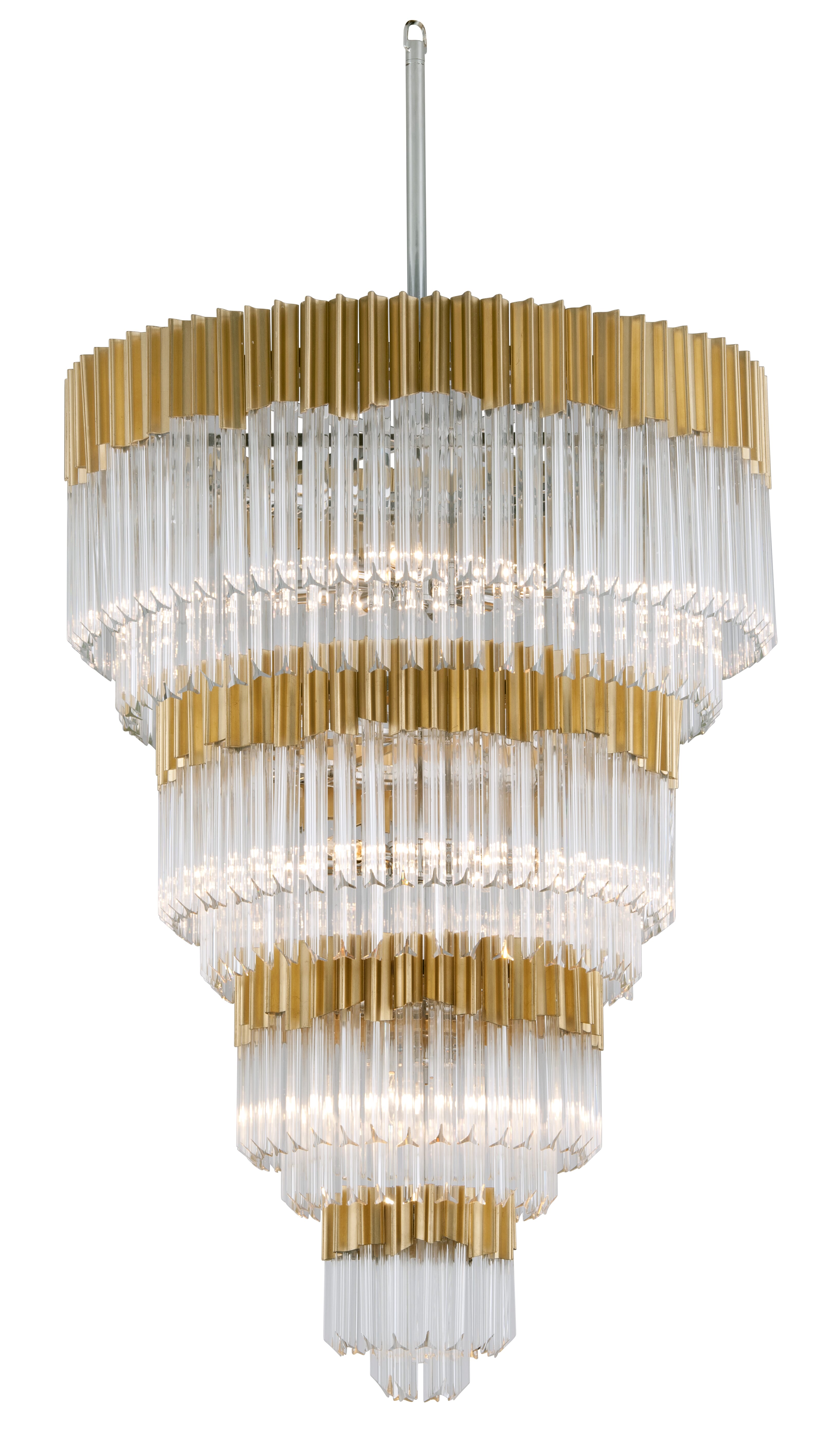 Corbett Charisma 17-Light Pendant Light in Gold Leaf With Polished Stainless