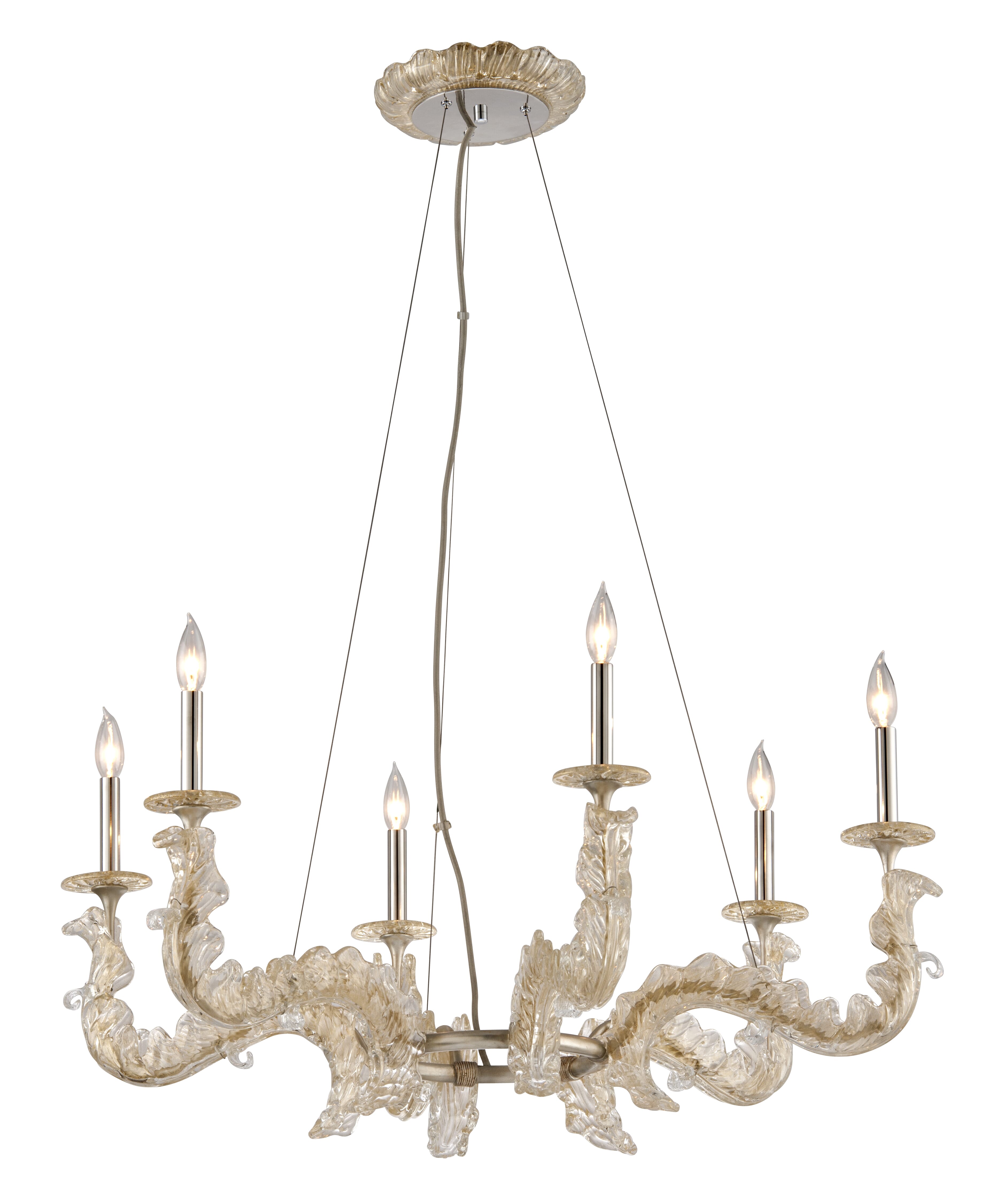 Corbett Cielo 6-Light Traditional Chandelier in Silver Leaf