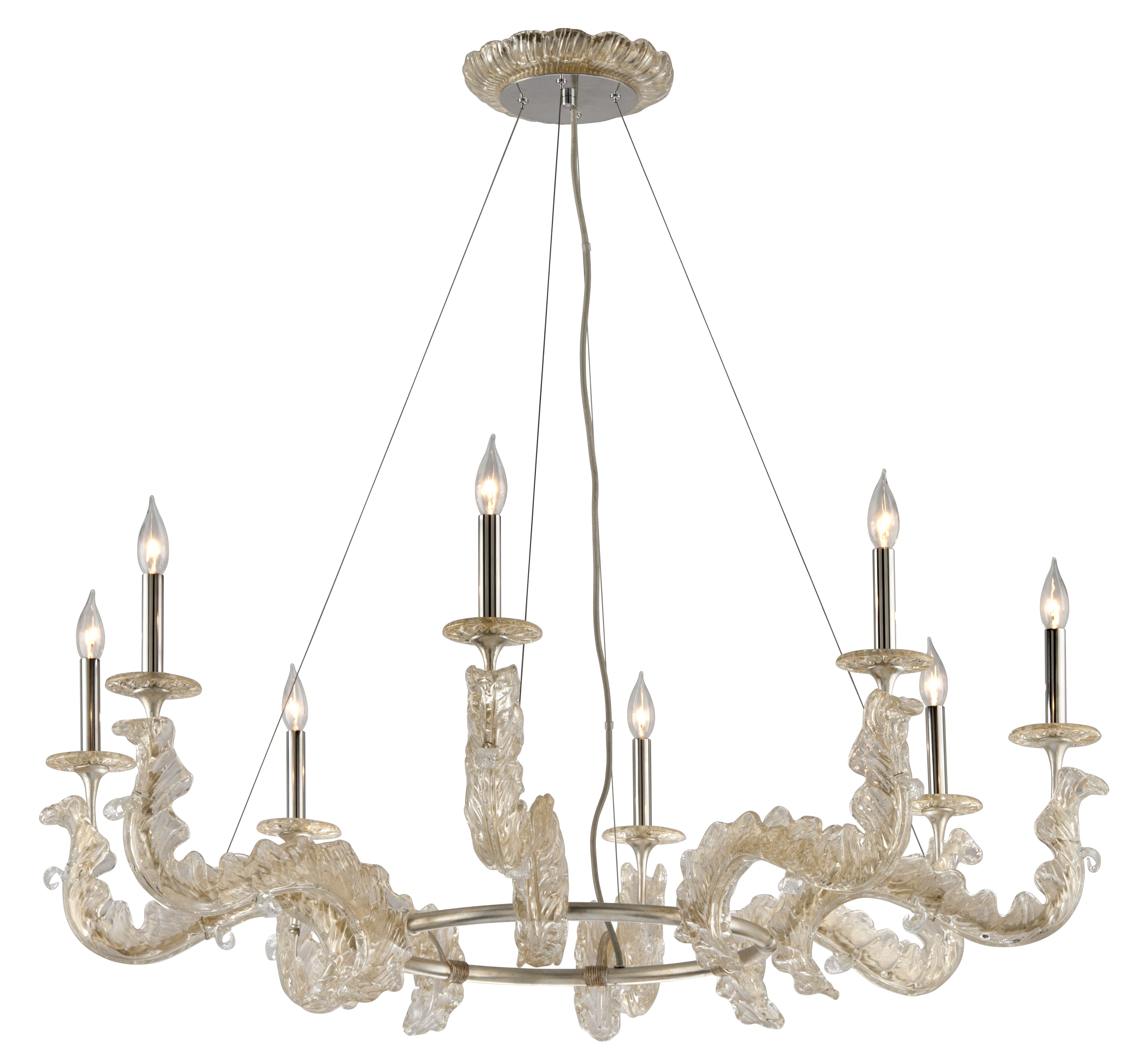 Corbett Cielo 8-Light Traditional Chandelier in Silver Leaf