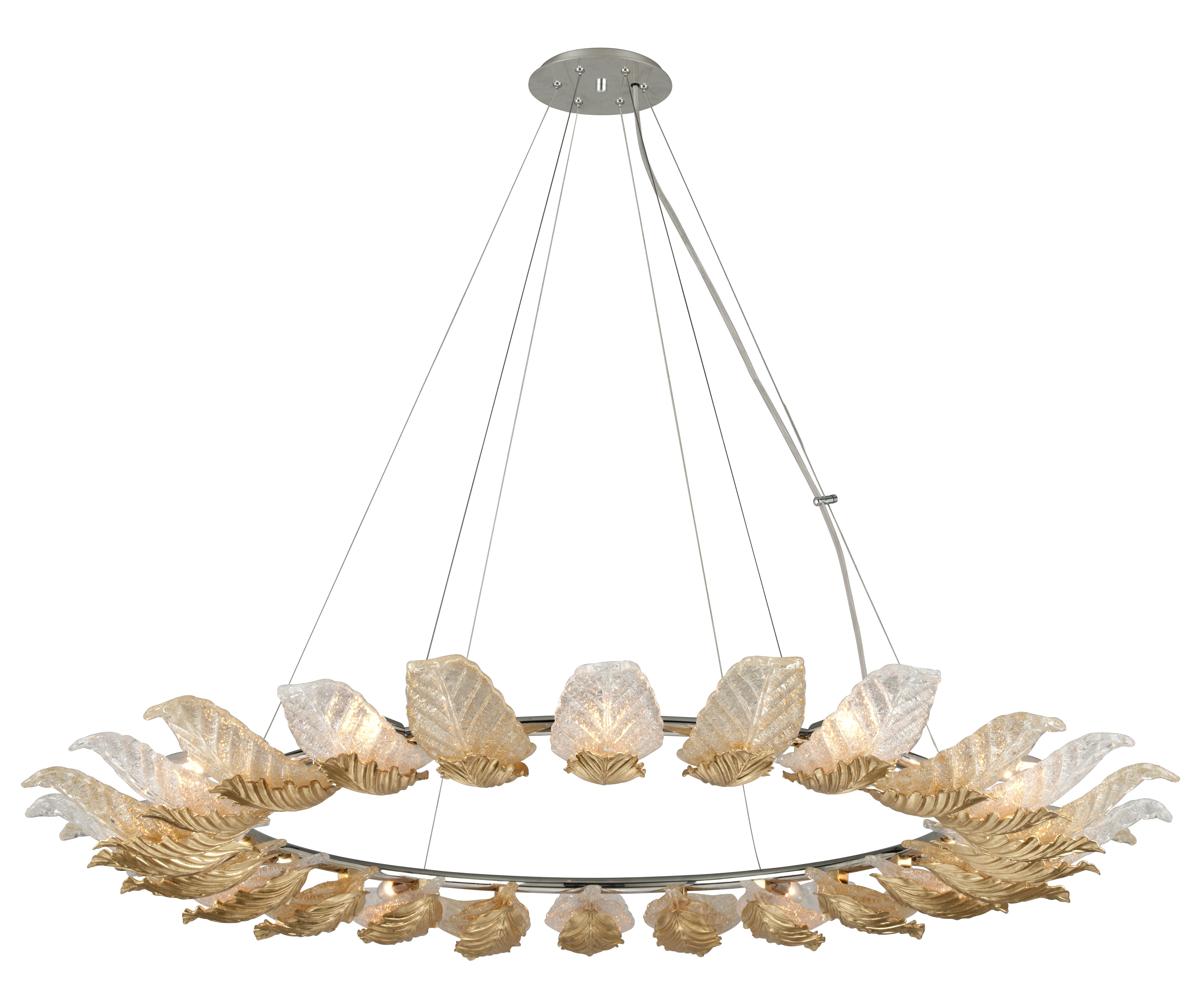 Corbett Anello 12-Light Transitional Ceiling Light in Gold Leaf With Polished Stainless